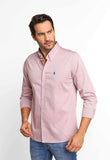 Camisa RL Custom Fit Listra Vermelha / Small Poney Marinho