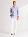Camisa Ralph Lauren Custom Fit Azul Listrada Poney Vinho
