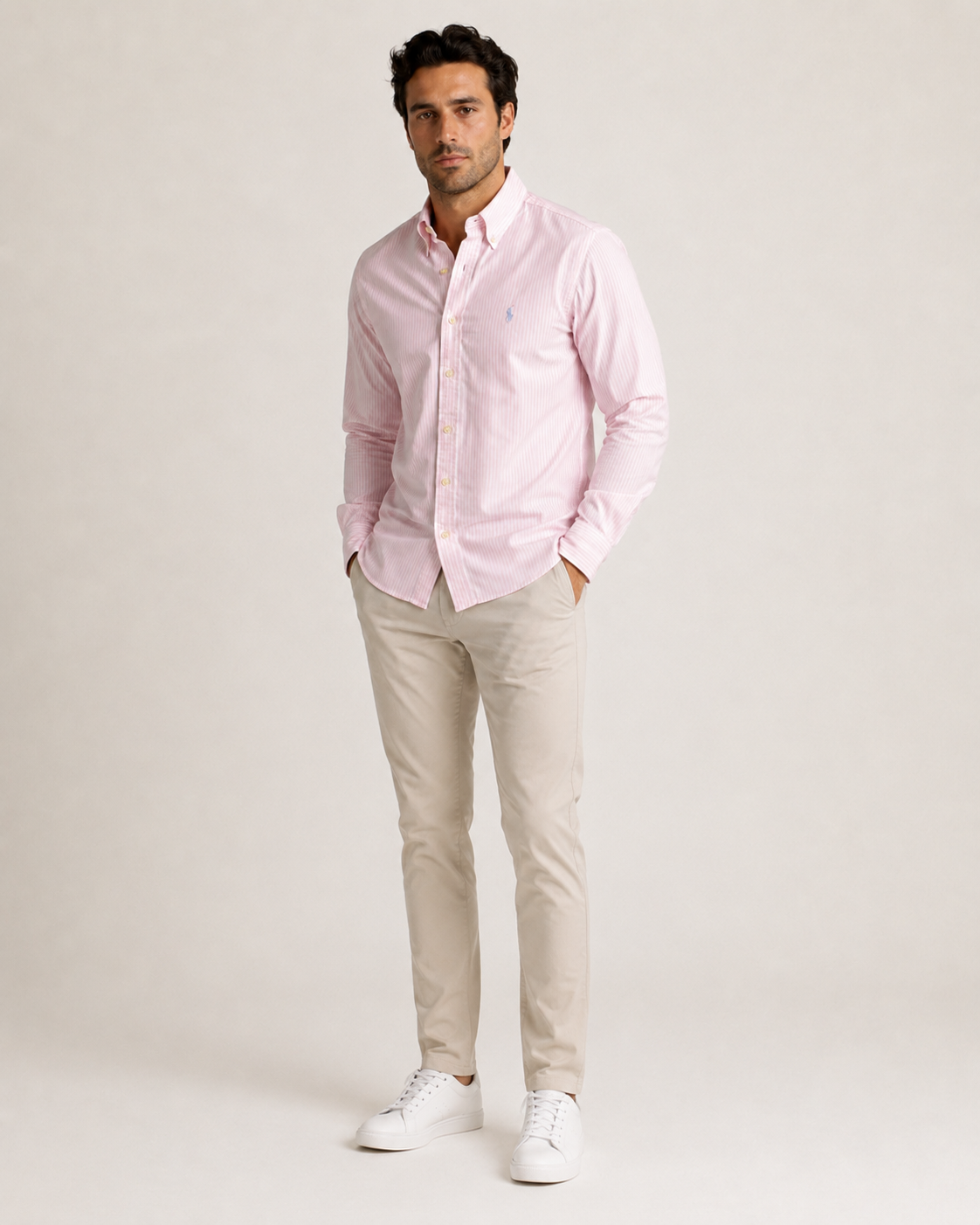Camisa Ralph Lauren ML Rosa Listrada