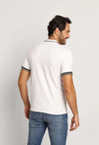 Polo Masculina Regular Armani Exchange com Zíper e Friso na Gola Branco