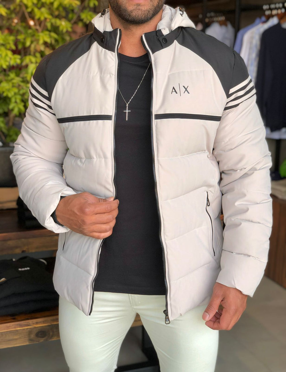 Jaqueta Armani Exchange Puffer Bege - Henri Store