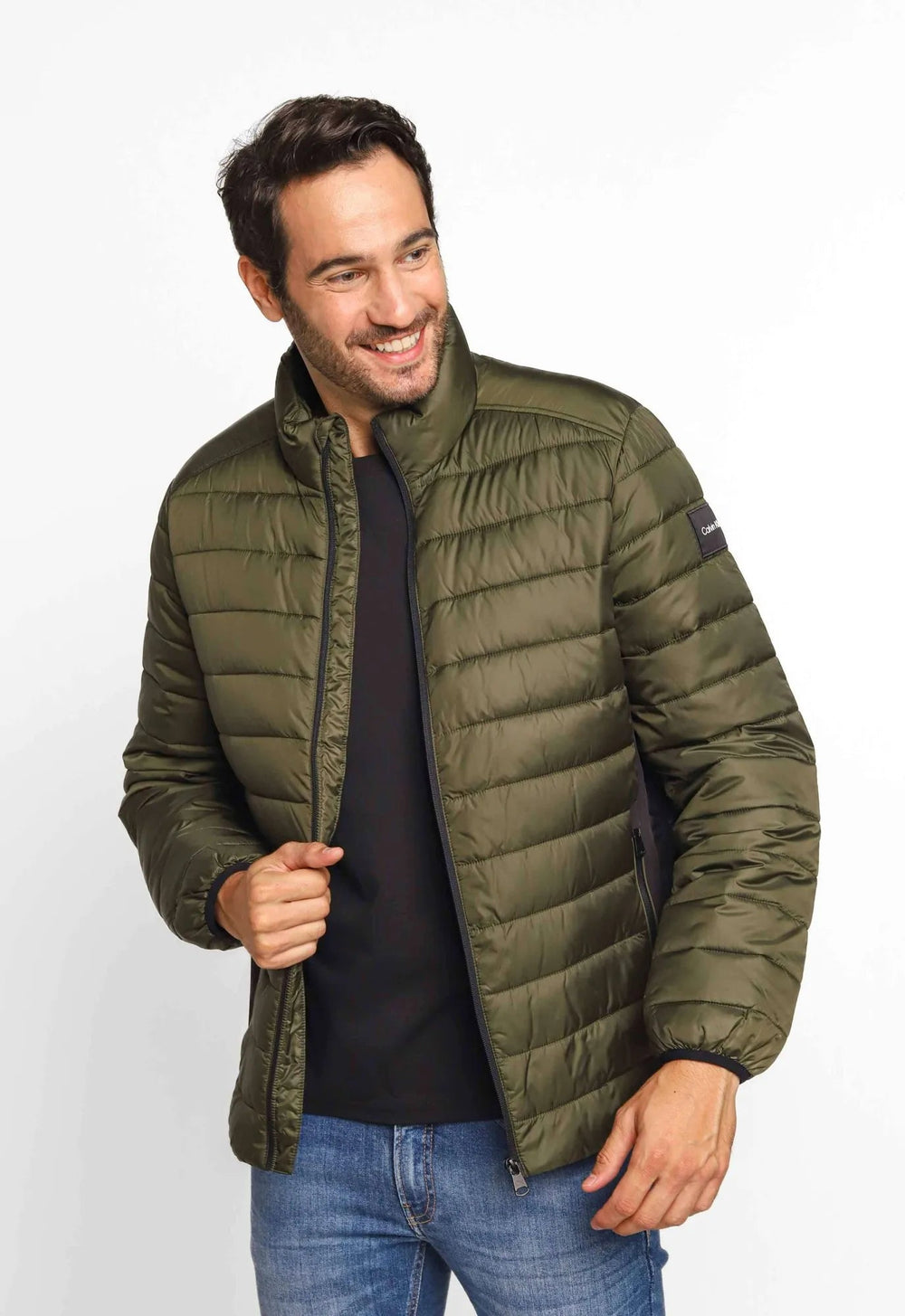 Jaqueta Calvin Klein Matelasse Logo Lateral Verde Oliva - Henri Store