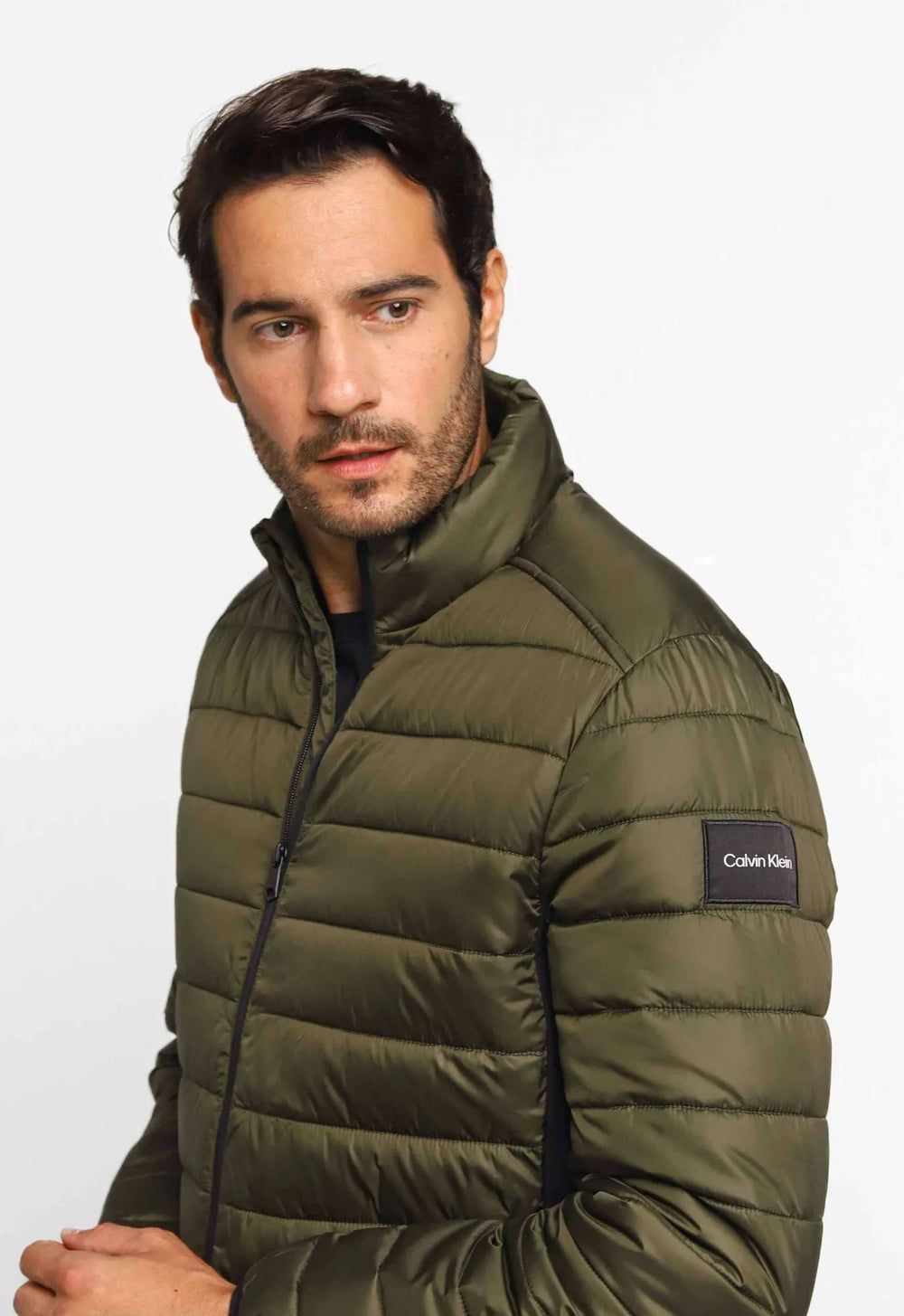 Jaqueta Calvin Klein Matelasse Logo Lateral Verde Oliva - Henri Store