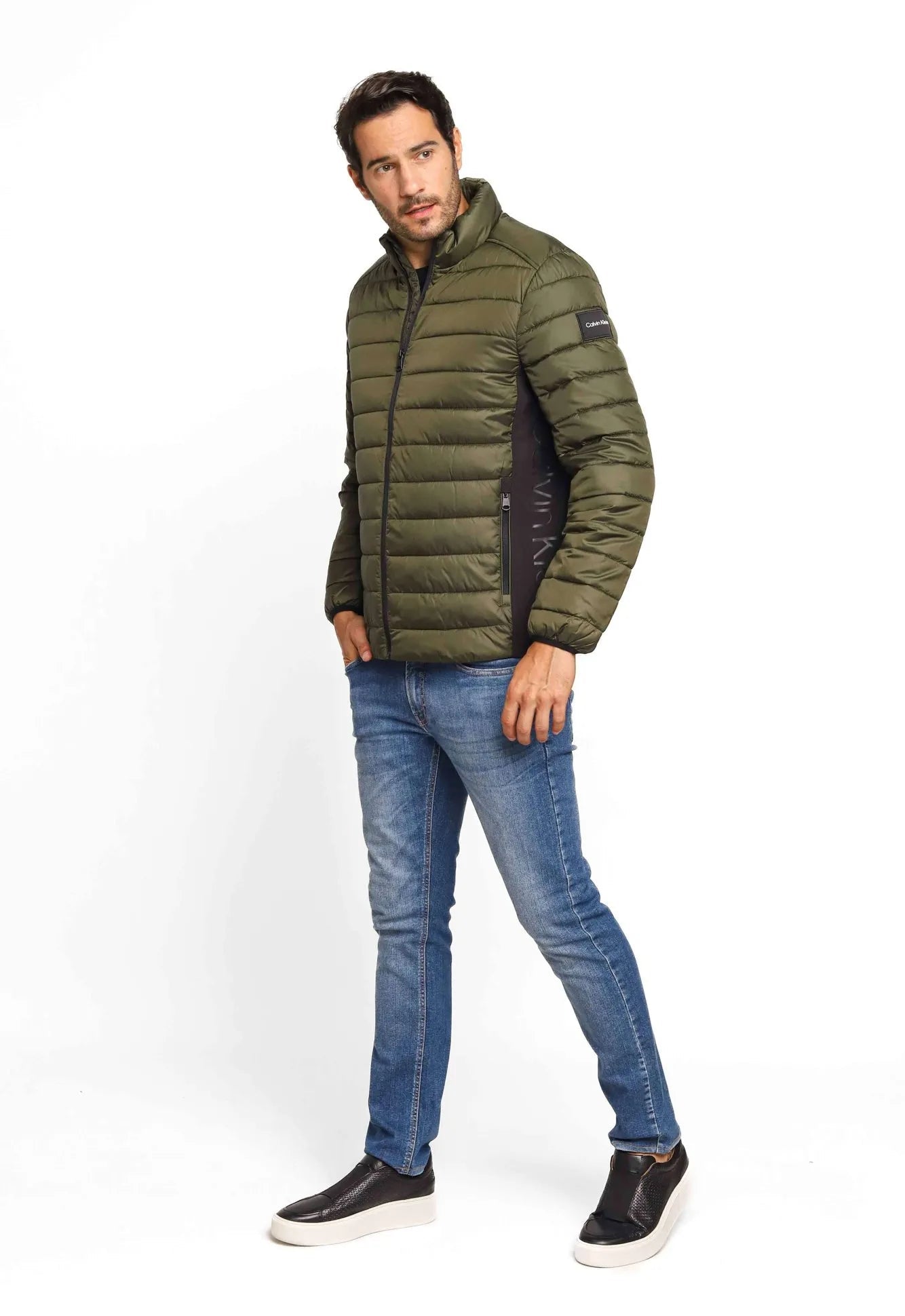 Jaqueta Calvin Klein Matelasse Logo Lateral Verde Oliva - Henri Store