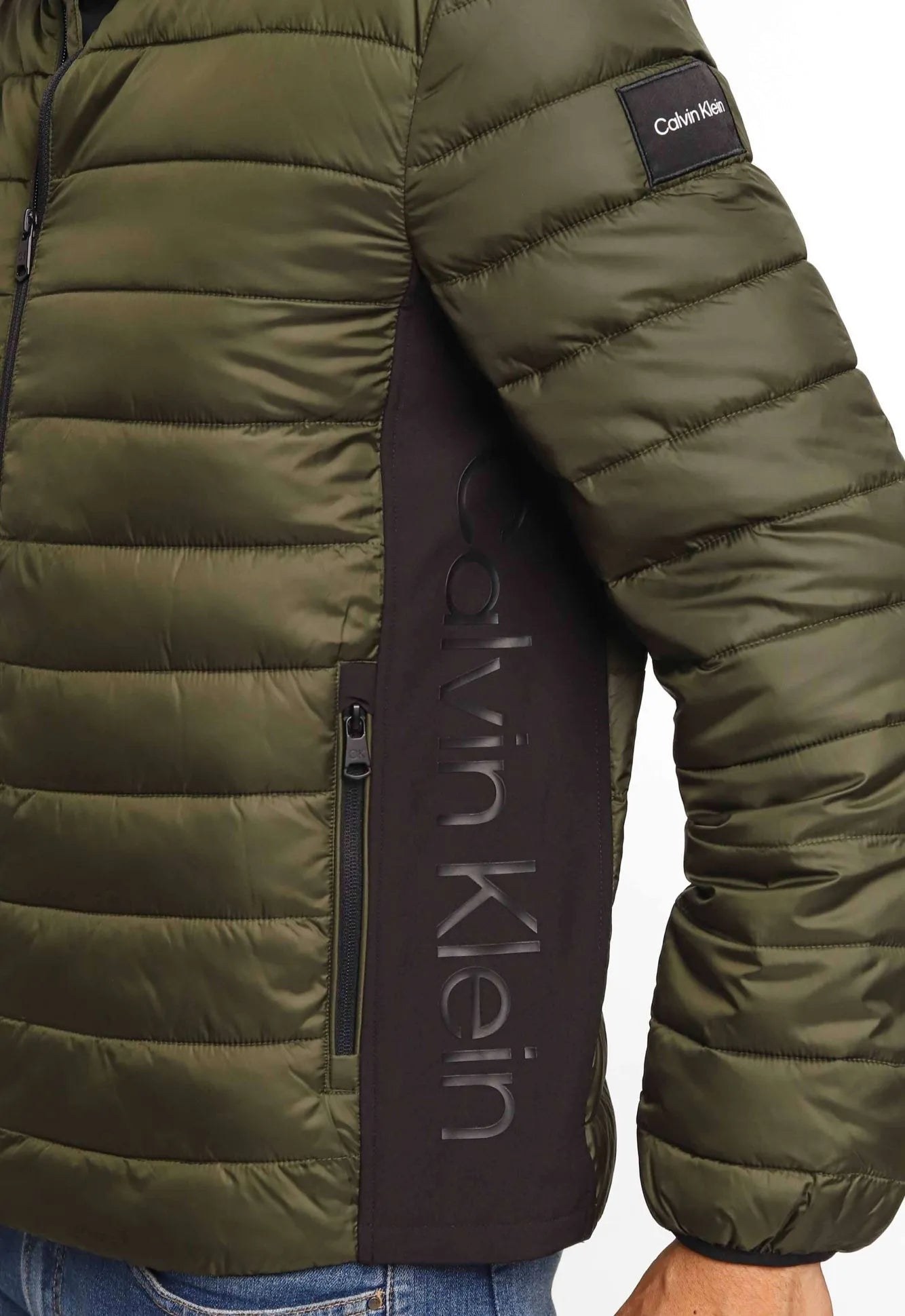 Jaqueta Calvin Klein Matelasse Logo Lateral Verde Oliva - Henri Store