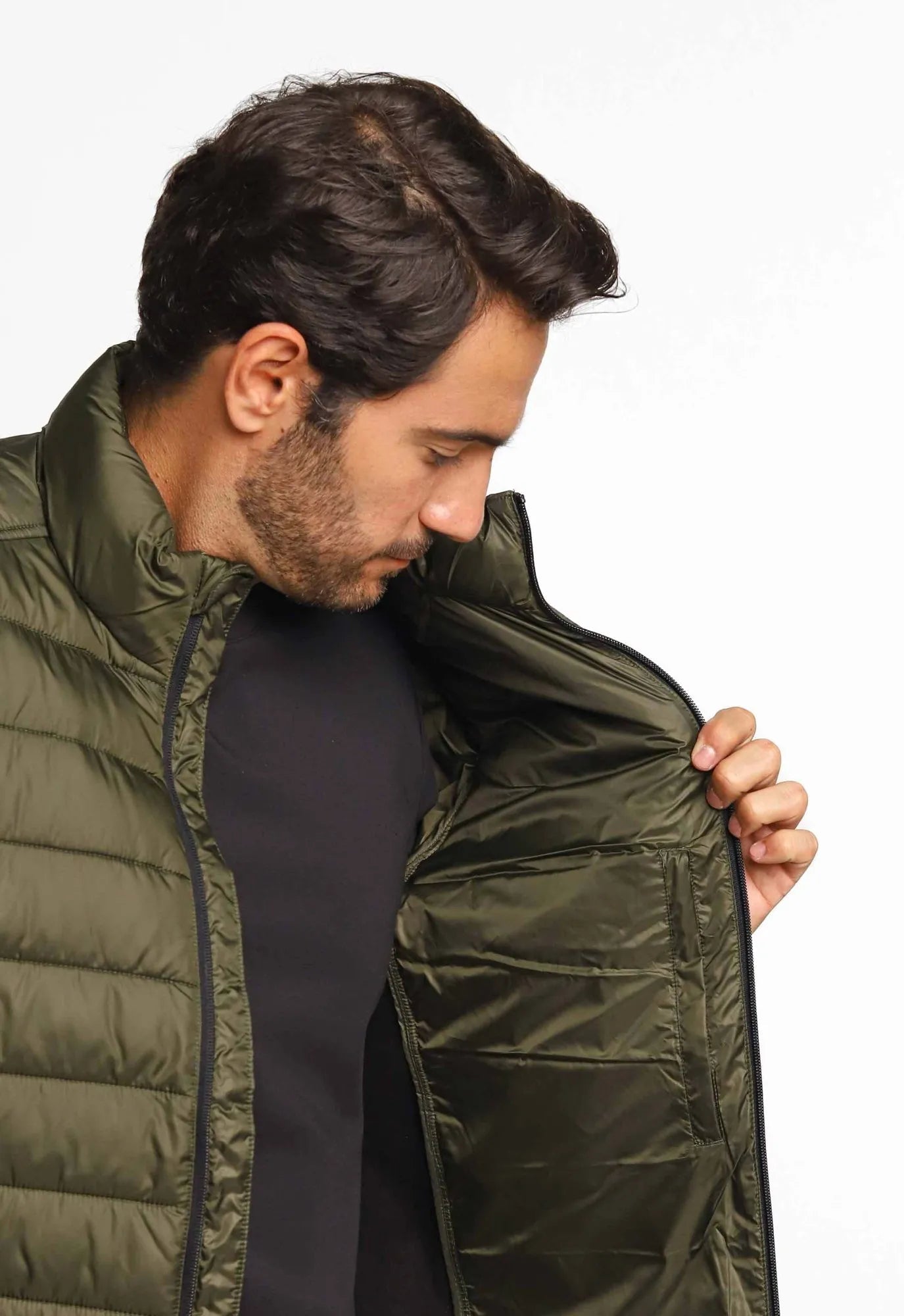 Jaqueta Calvin Klein Matelasse Logo Lateral Verde Oliva - Henri Store