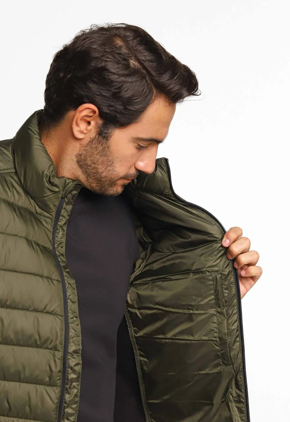 Jaqueta Calvin Klein Matelasse Logo Lateral Verde Oliva - Henri Store