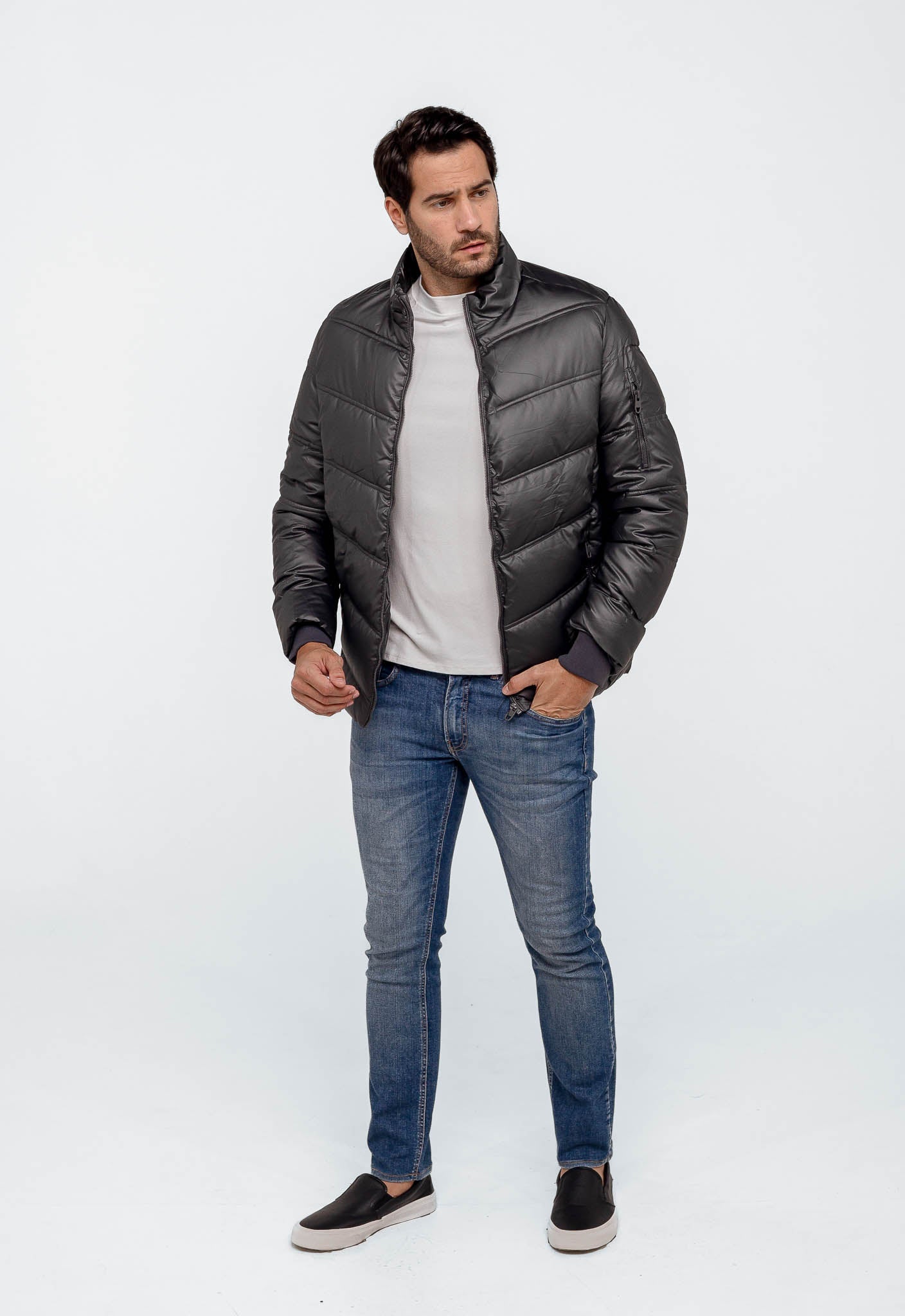 Jaqueta Dom Henrico Puff Zipper Manga - Live - Henri Store