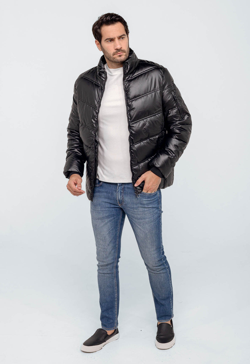 Jaqueta Dom Henrico Puff Zipper Manga - Live - Henri Store