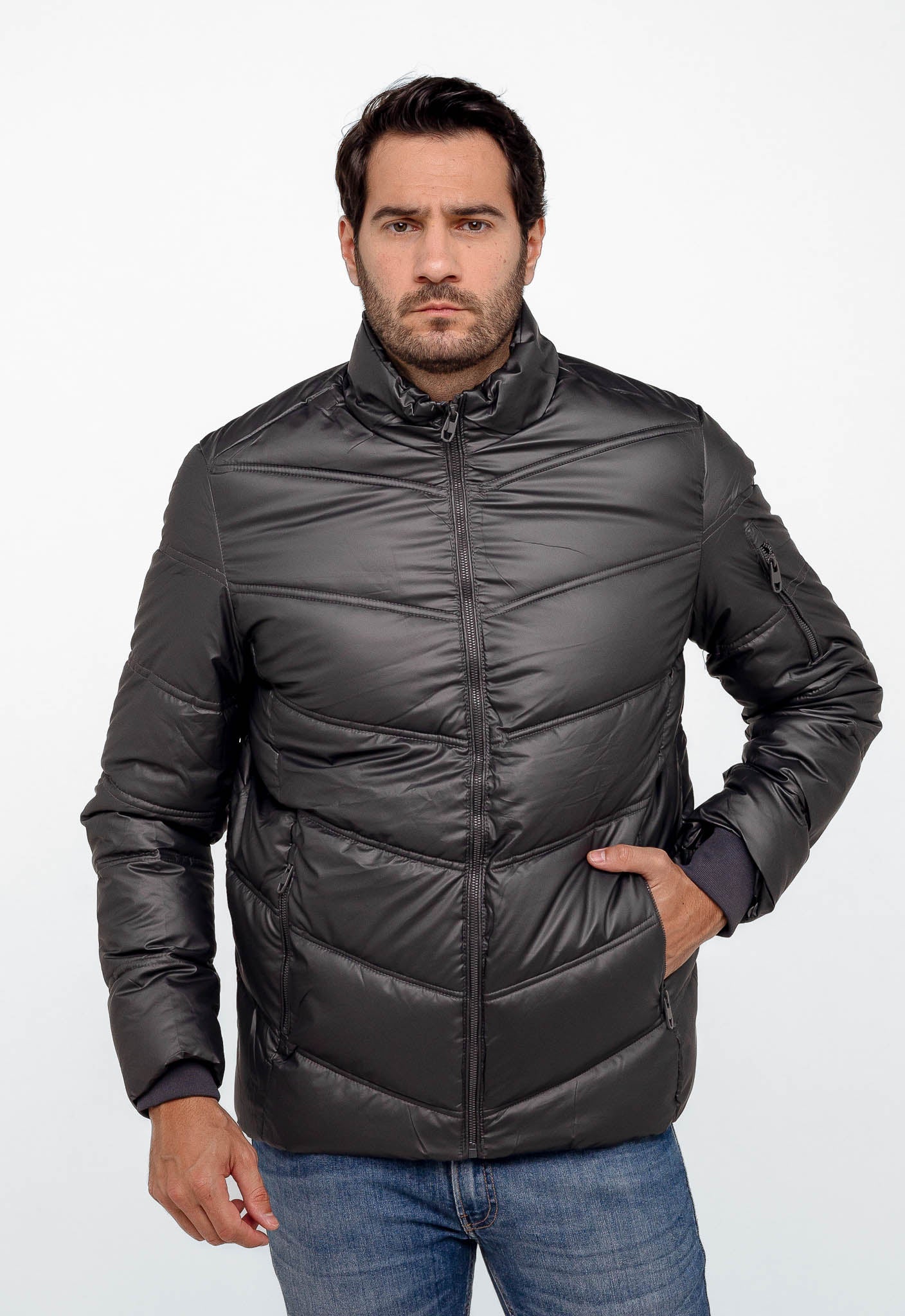 Jaqueta Dom Henrico Puff Zipper Manga - Live - Henri Store