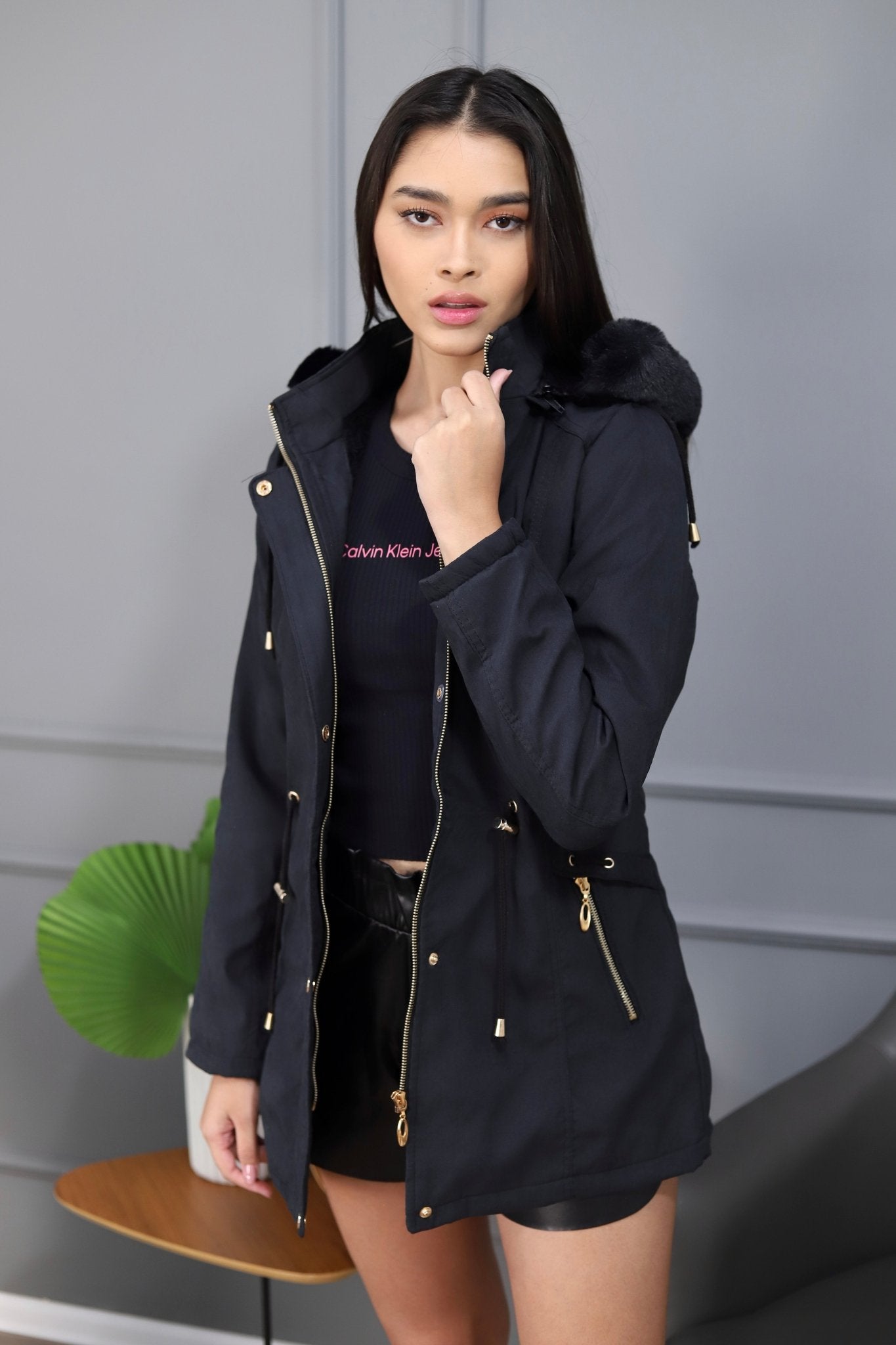 Jaqueta Parka Feminina Preta - Henri Store
