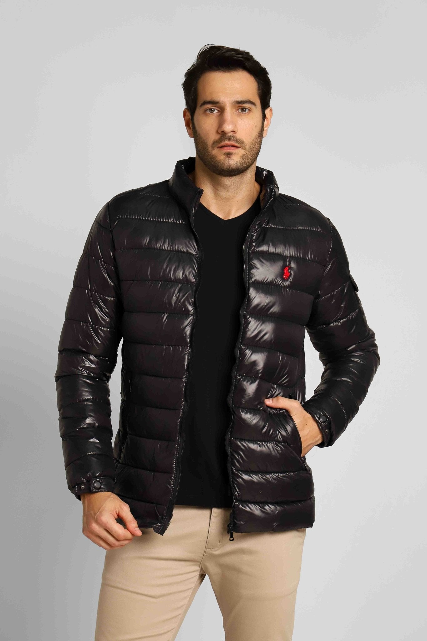 Jaqueta RL Puffer Preta C/ Poney Vermelho - Henri Store