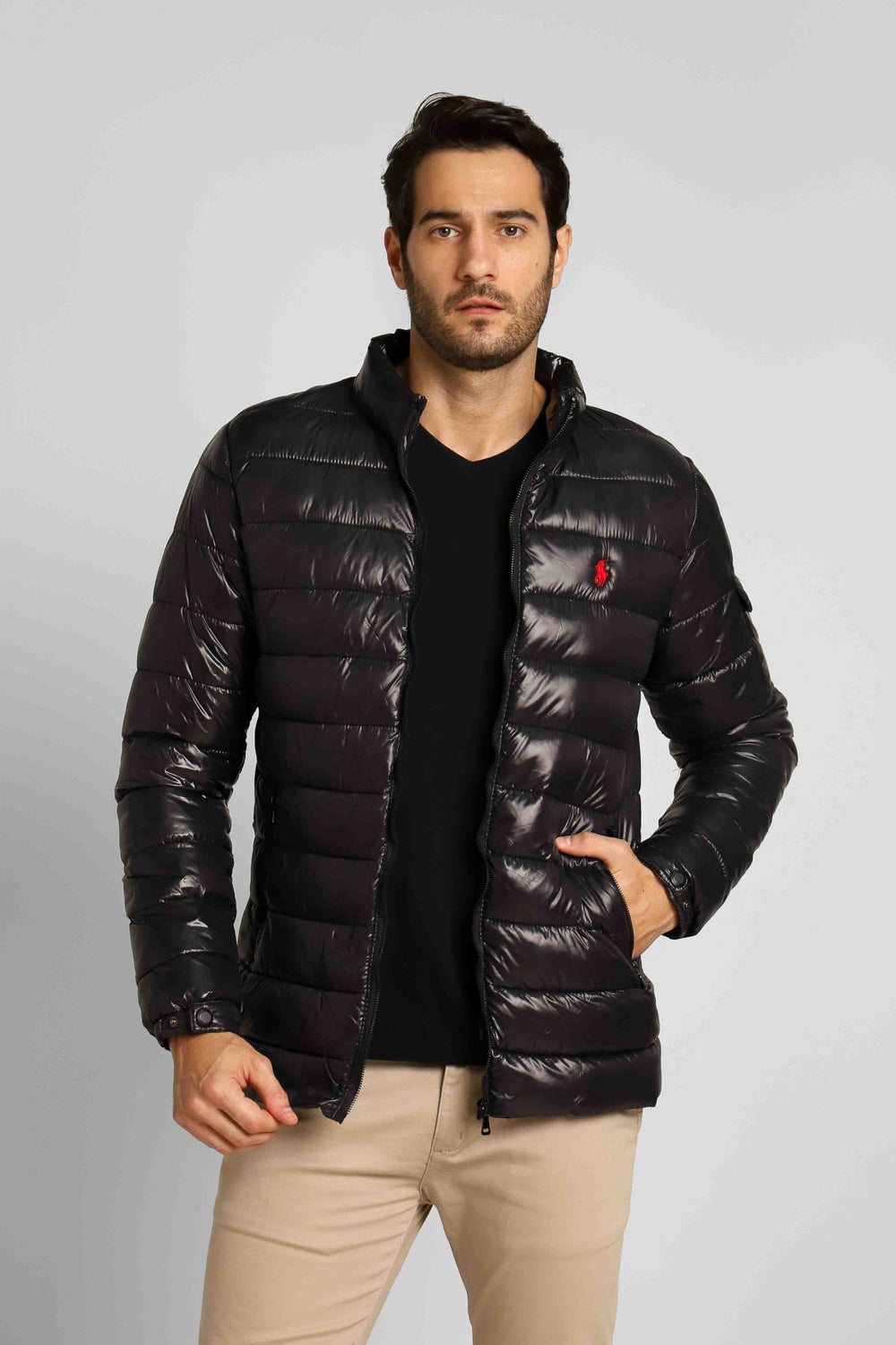 Jaqueta RL Puffer Preta C/ Poney Vermelho - Henri Store