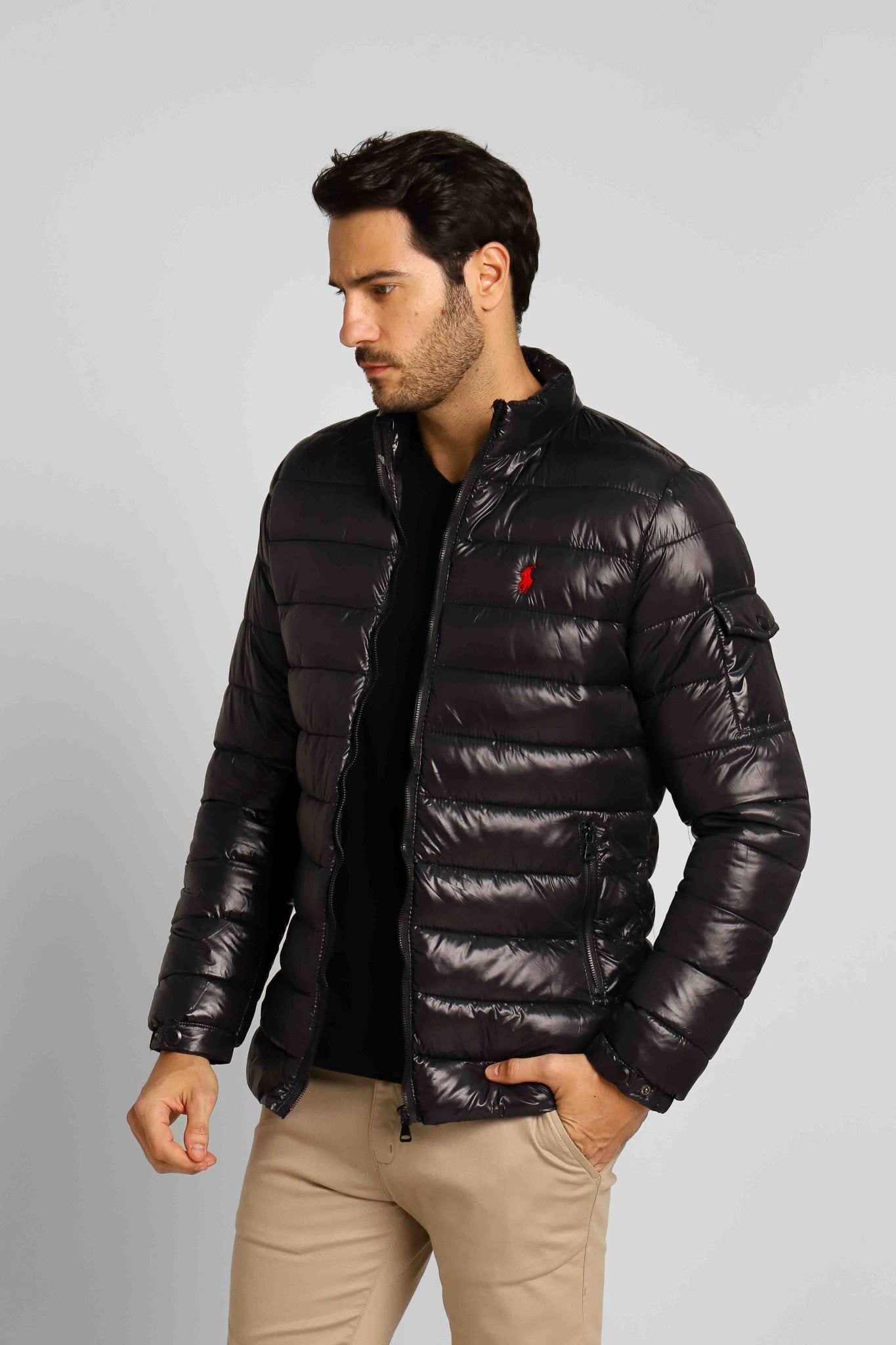 Jaqueta RL Puffer Preta C/ Poney Vermelho - Henri Store