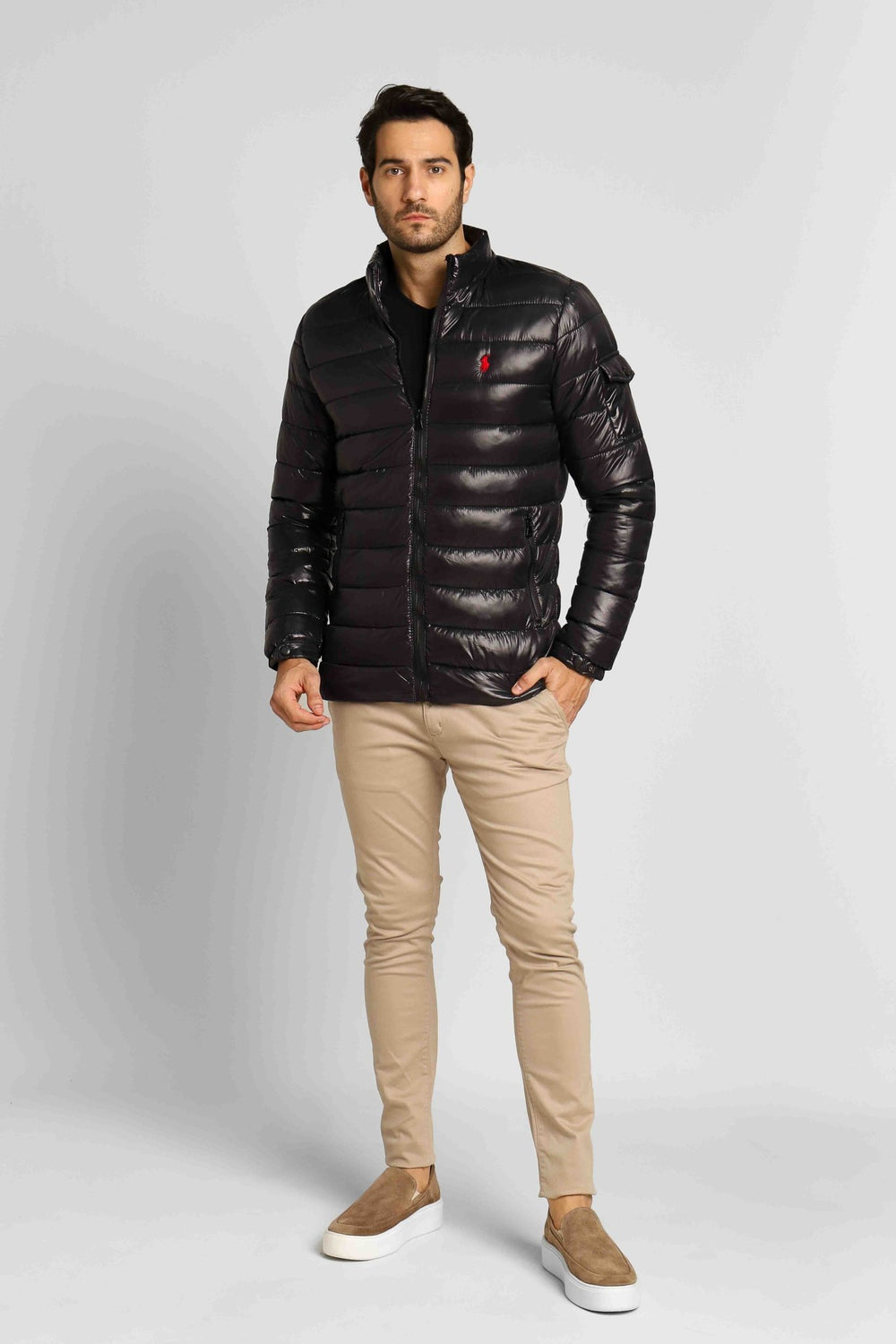 Jaqueta RL Puffer Preta C/ Poney Vermelho - Henri Store