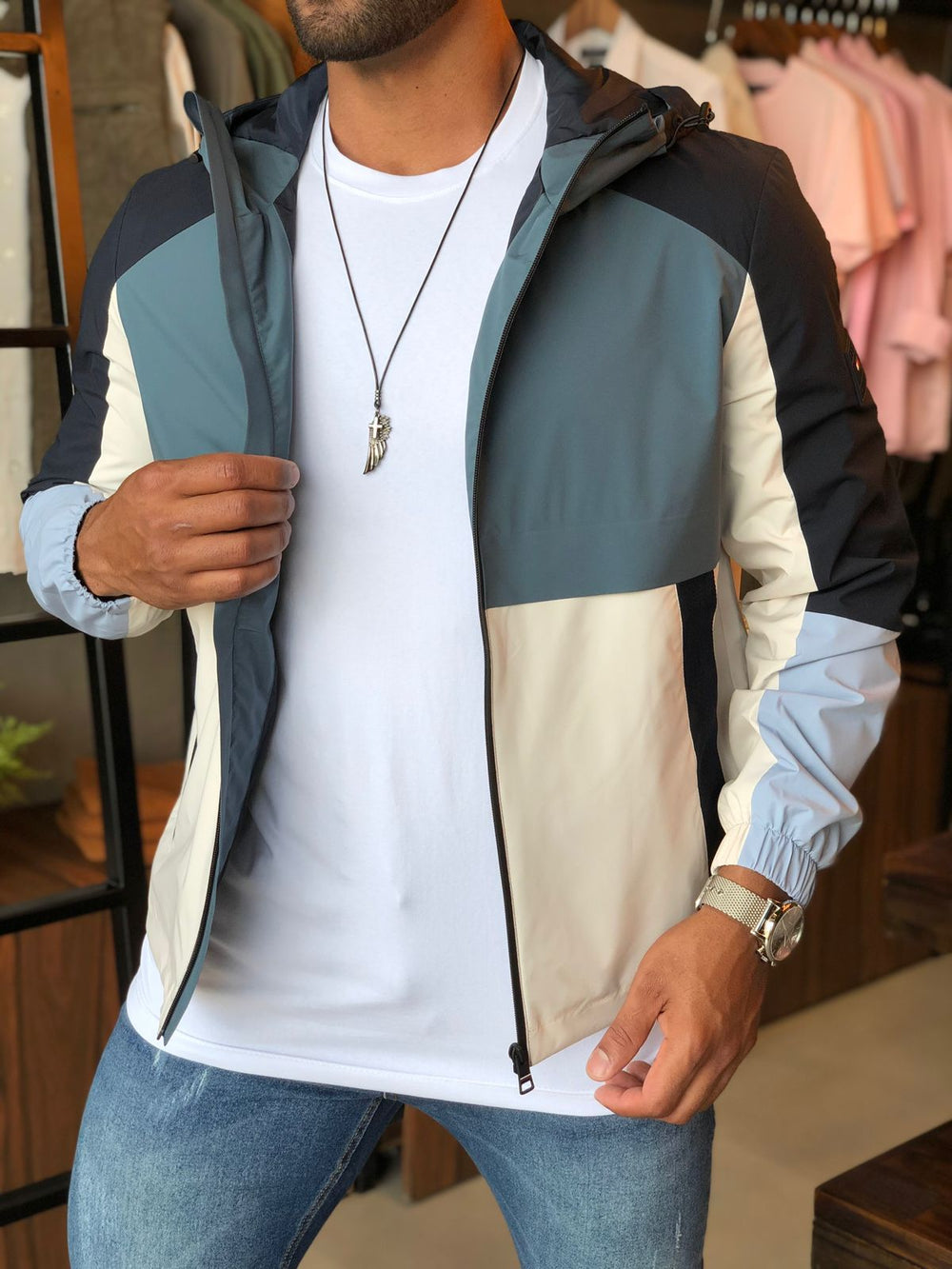 Jaqueta Tommy Hilfiger Desert Sky Colorblock C/ Capuz - Henri Store