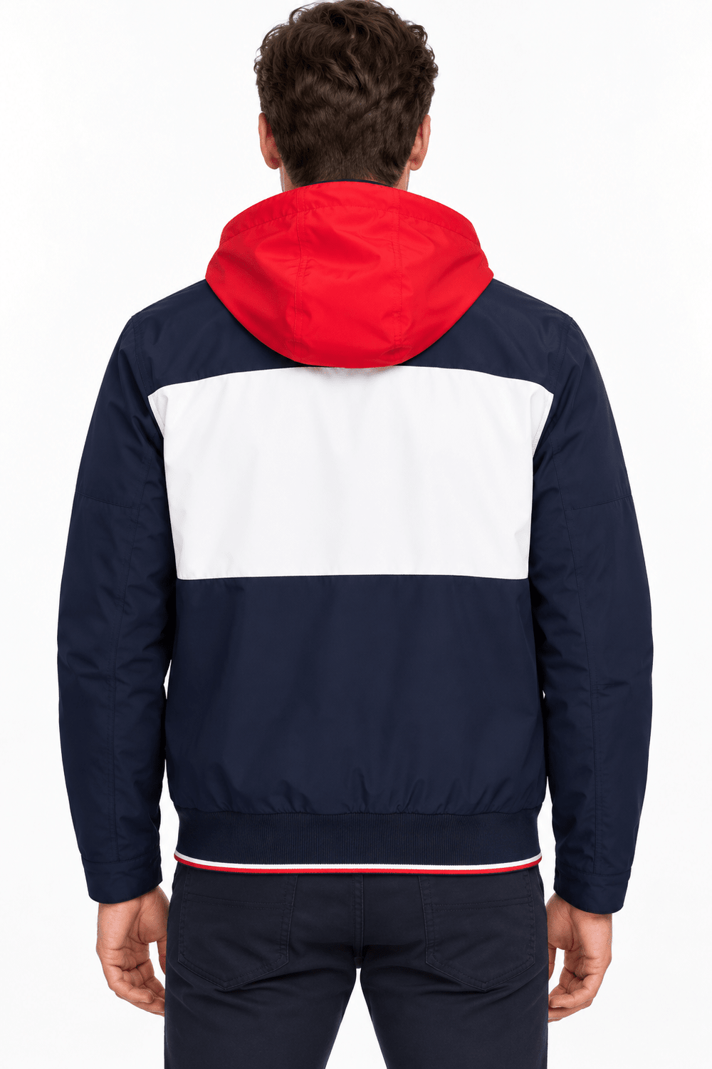 Jaqueta Tommy Hilfiger Marinho Faixa Branca C/ Capuz Colorblock - Henri Store