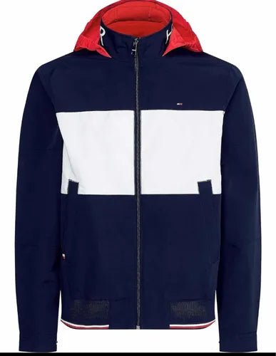 Jaqueta Tommy Hilfiger Marinho Faixa Branca C/ Capuz Colorblock - Henri Store