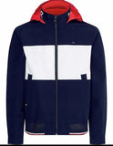 Jaqueta Tommy Hilfiger Marinho Faixa Branca C/ Capuz Colorblock - Henri Store