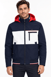 Jaqueta Tommy Hilfiger Marinho Faixa Branca C/ Capuz Colorblock - Henri Store