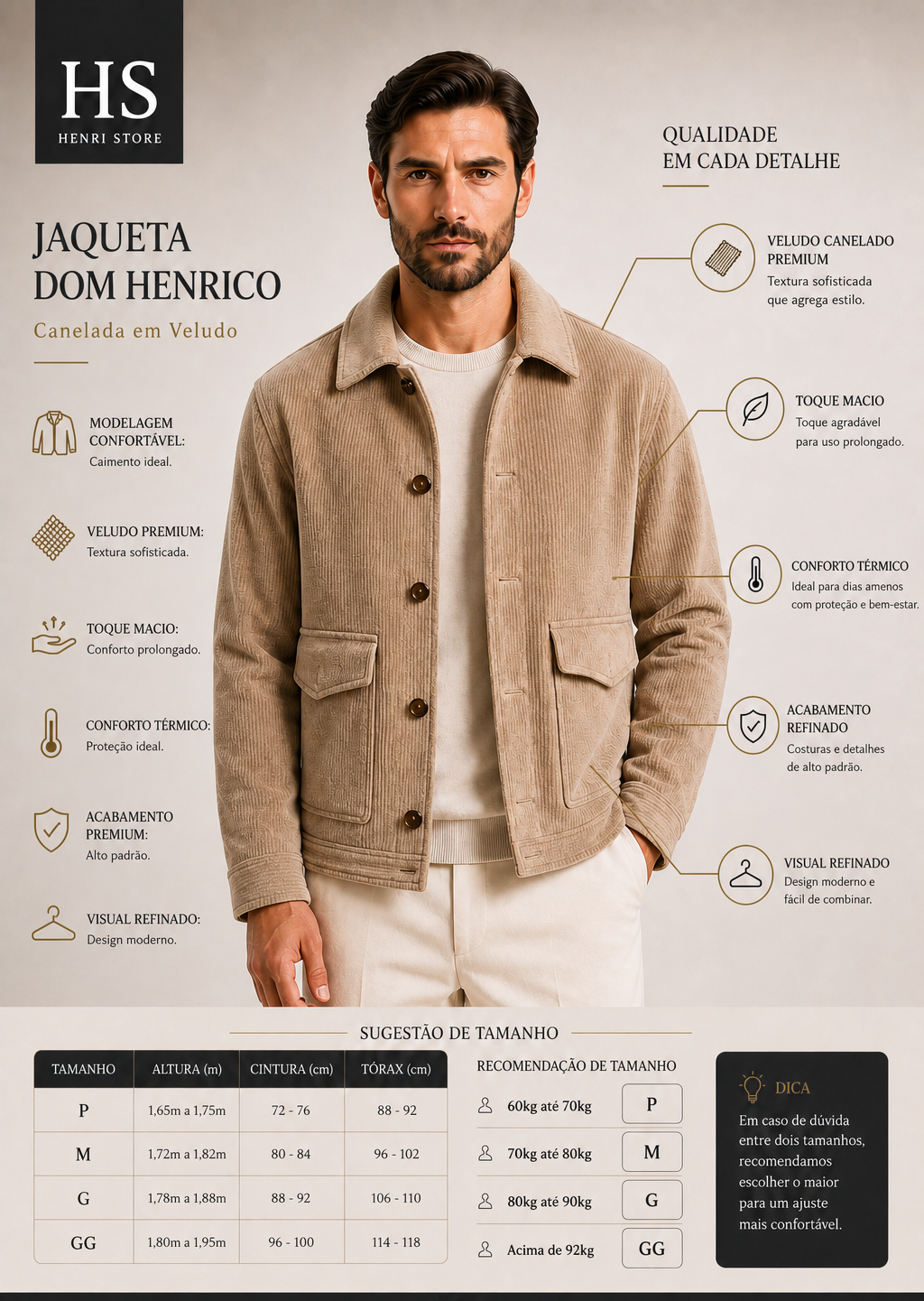 Jaqueta Dom Henrico Canelada em Veludo