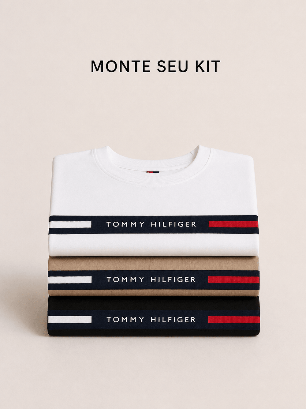 Kit 3 Camisetas Tommy Hilfiger Faixa Colorida - Henri Store