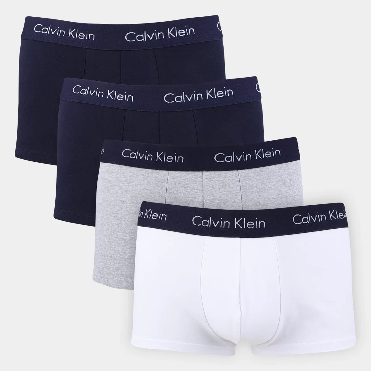 Kit Calvin Klein 4 Cuecas Low Rise Trunk 2x Marinho/Cinza/Branco - Henri Store