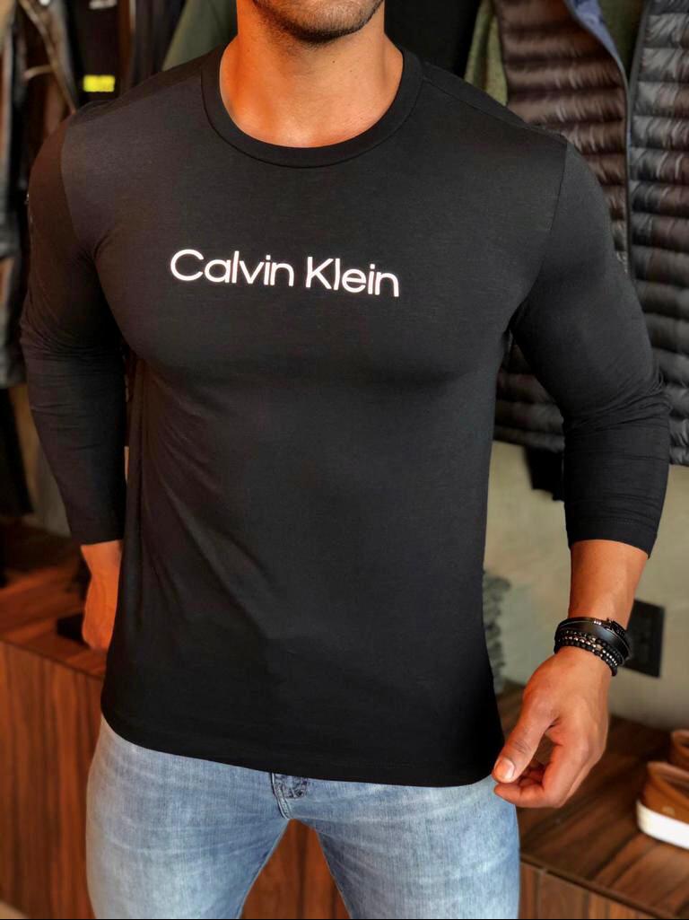 Manga Longa Calvin Klein Institucional Flame Preto - Henri Store