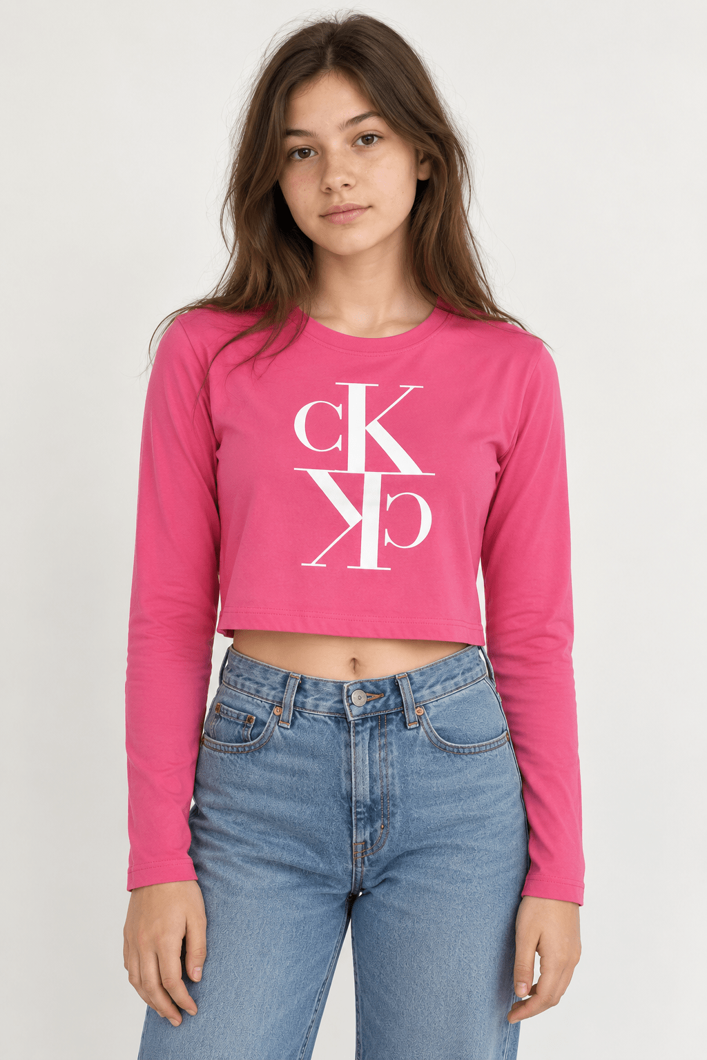 Manga Longa Calvin Klein Jeans Logo Rosa - Henri Store