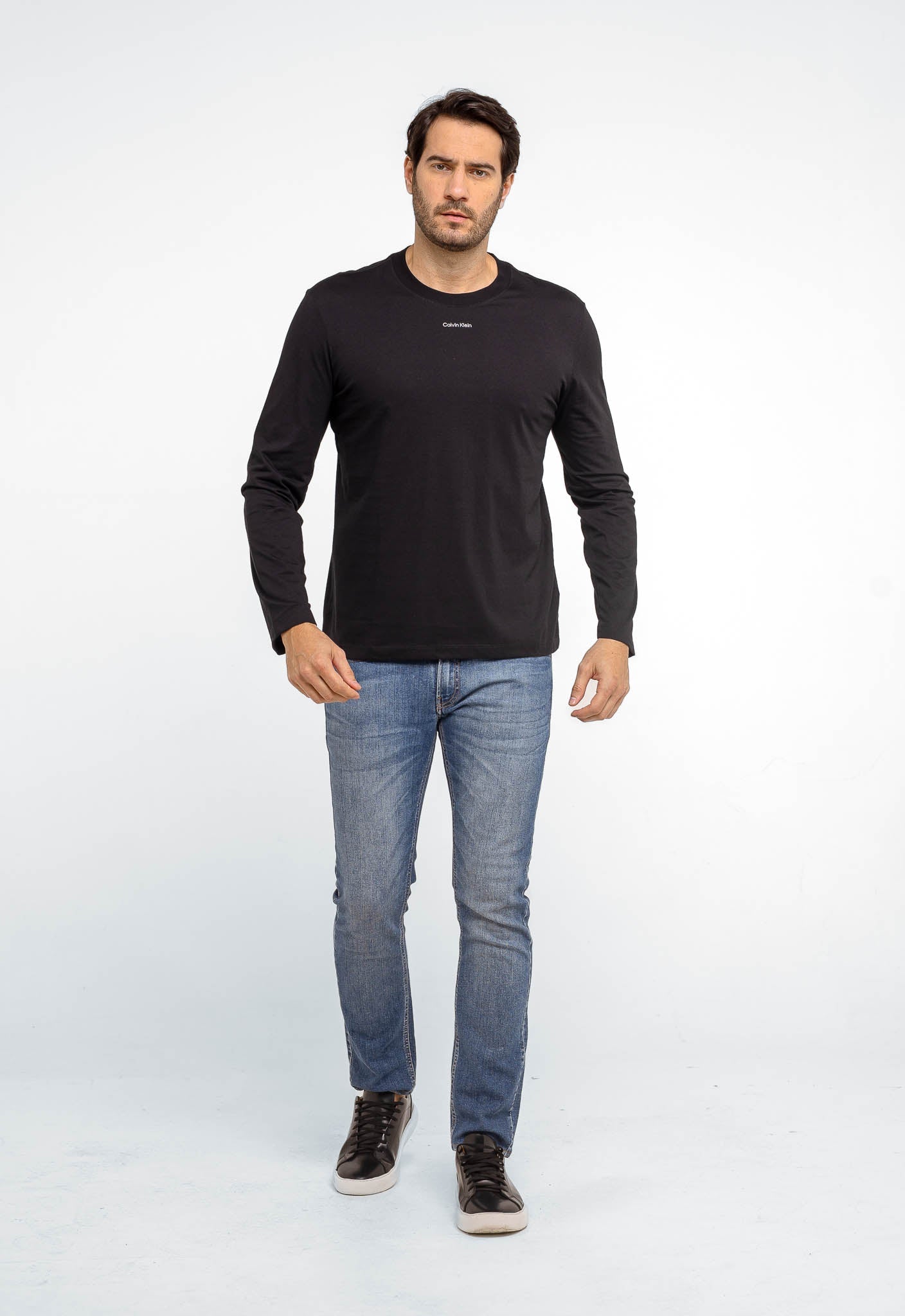 Manga Longa Calvin Klein Logo Central Flamê - Henri Store