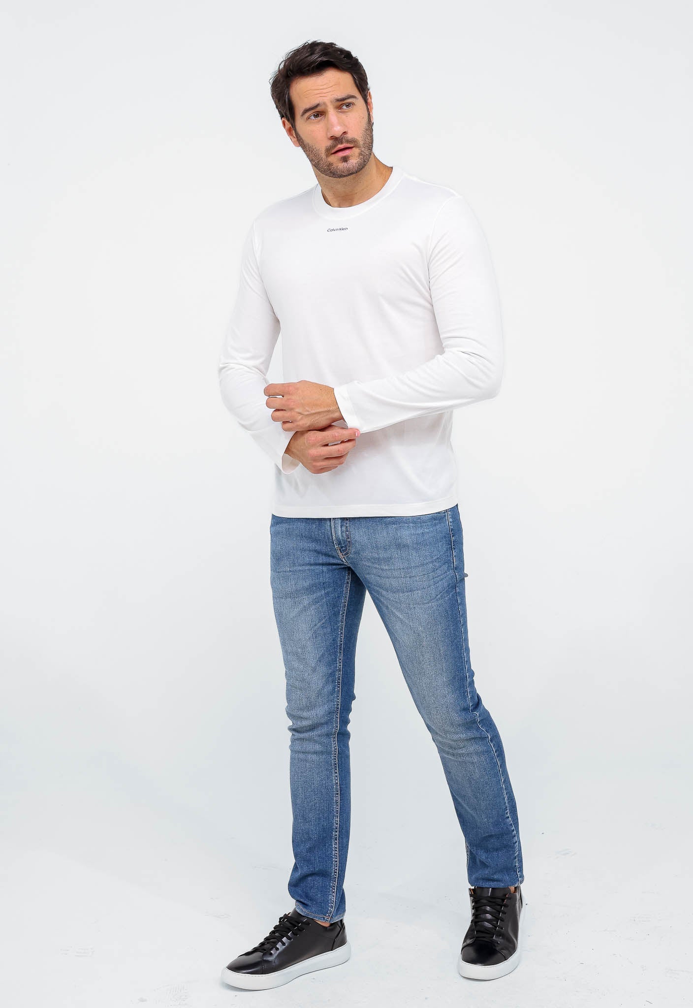 Manga Longa Calvin Klein Logo Central Flamê - Henri Store