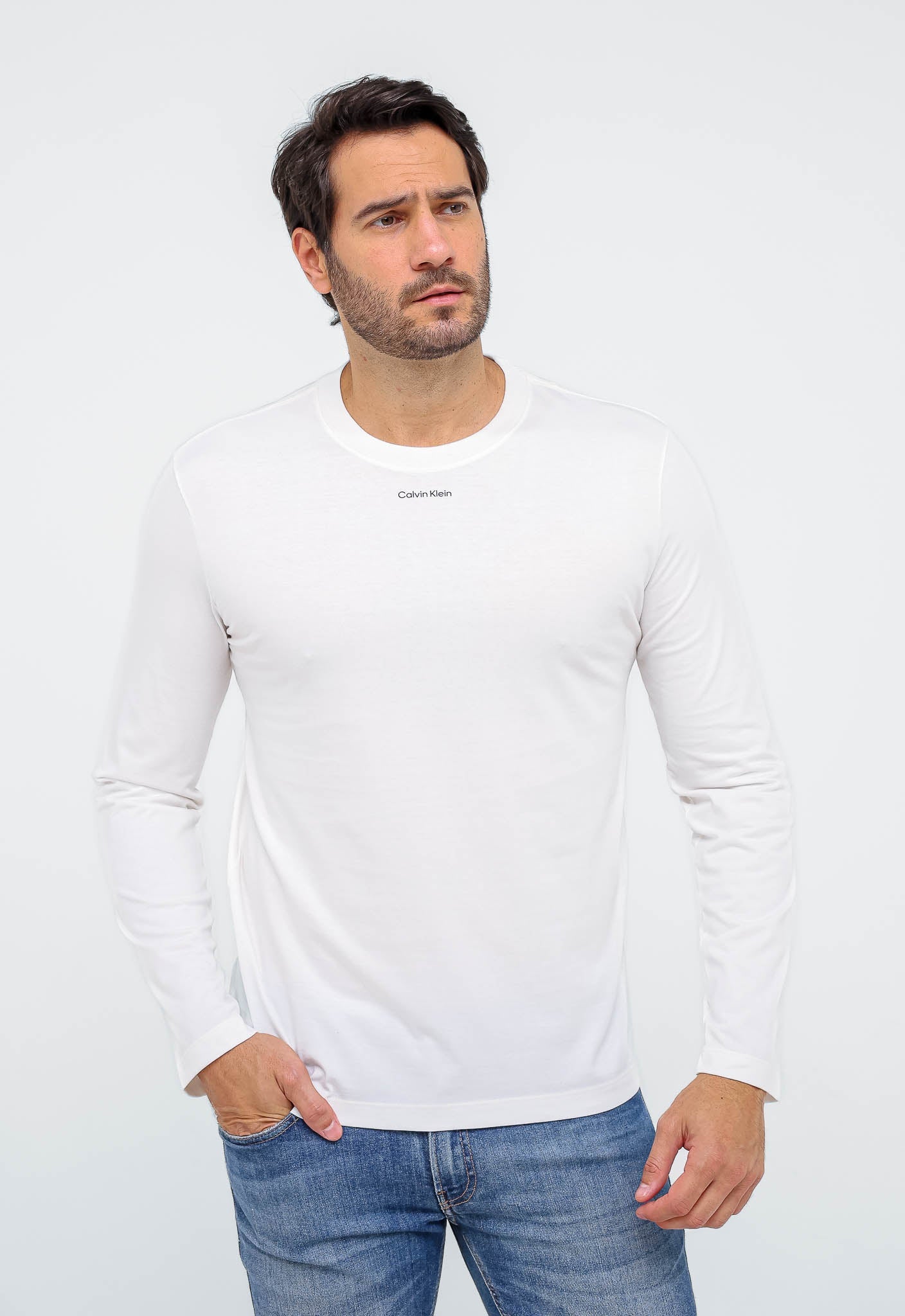 Manga Longa Calvin Klein Logo Central Flamê - Henri Store