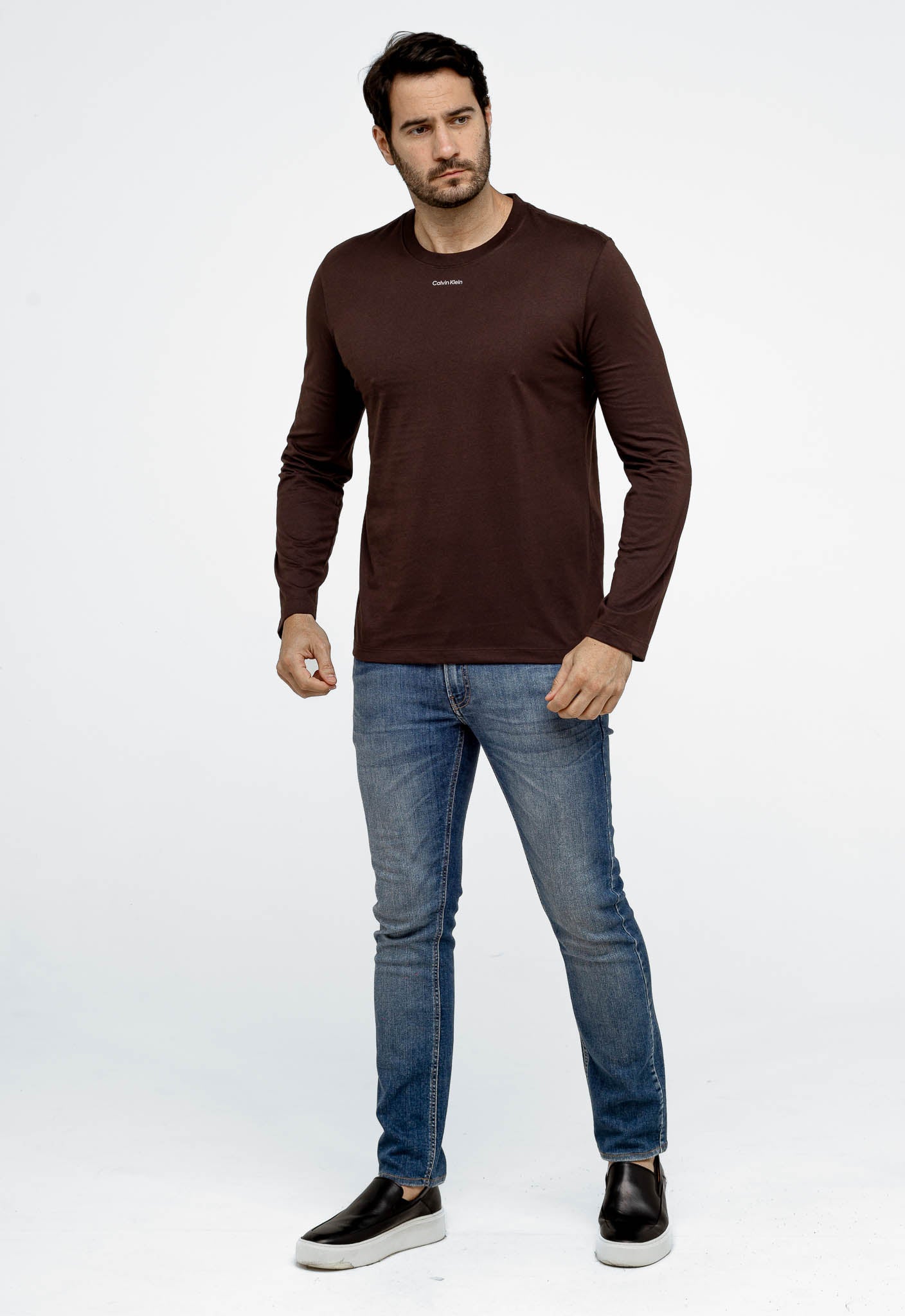Manga Longa Calvin Klein Logo Central Flamê - Henri Store