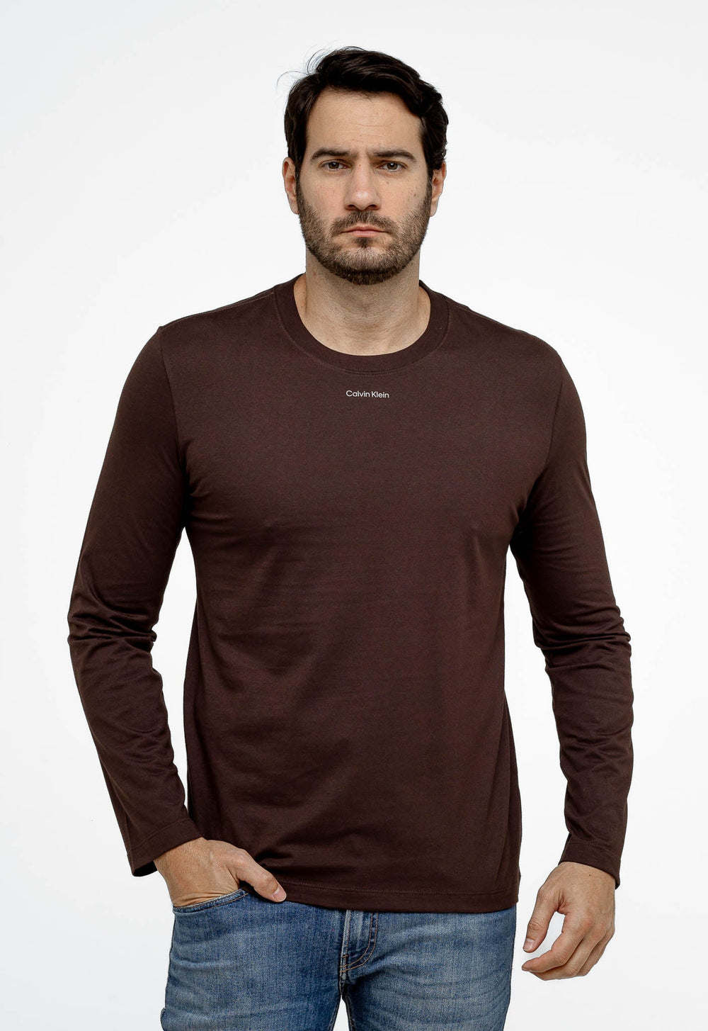 Manga Longa Calvin Klein Logo Central Flamê - Henri Store