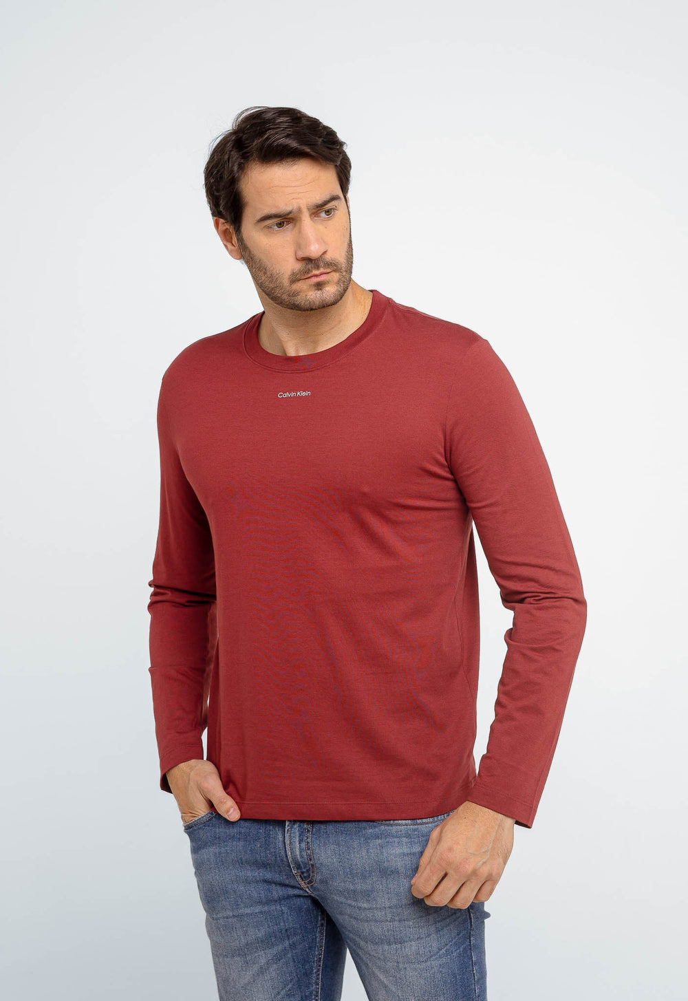 Manga Longa Calvin Klein Logo Central Flamê - Henri Store