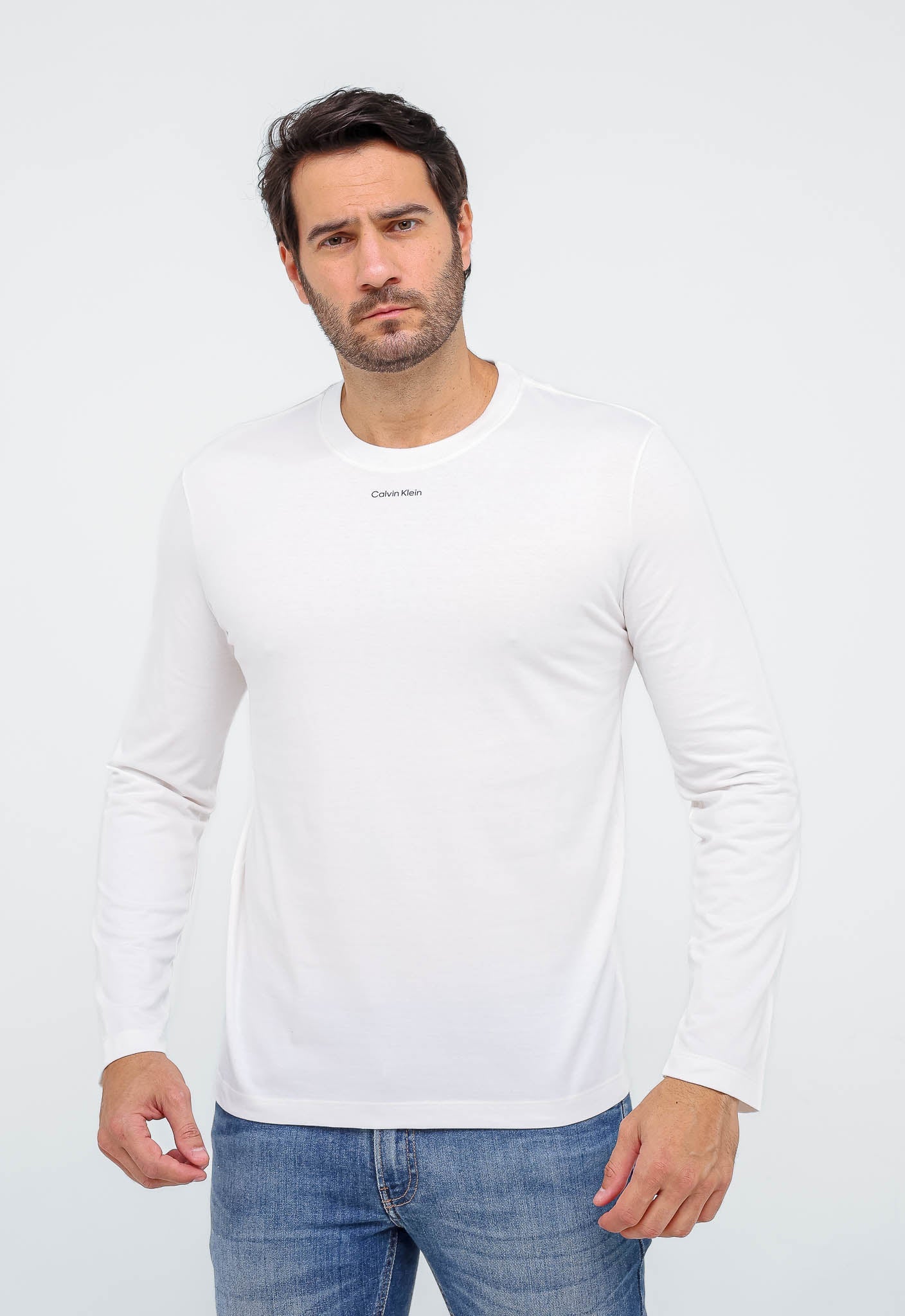 Manga Longa Calvin Klein Logo Central Flamê - Henri Store