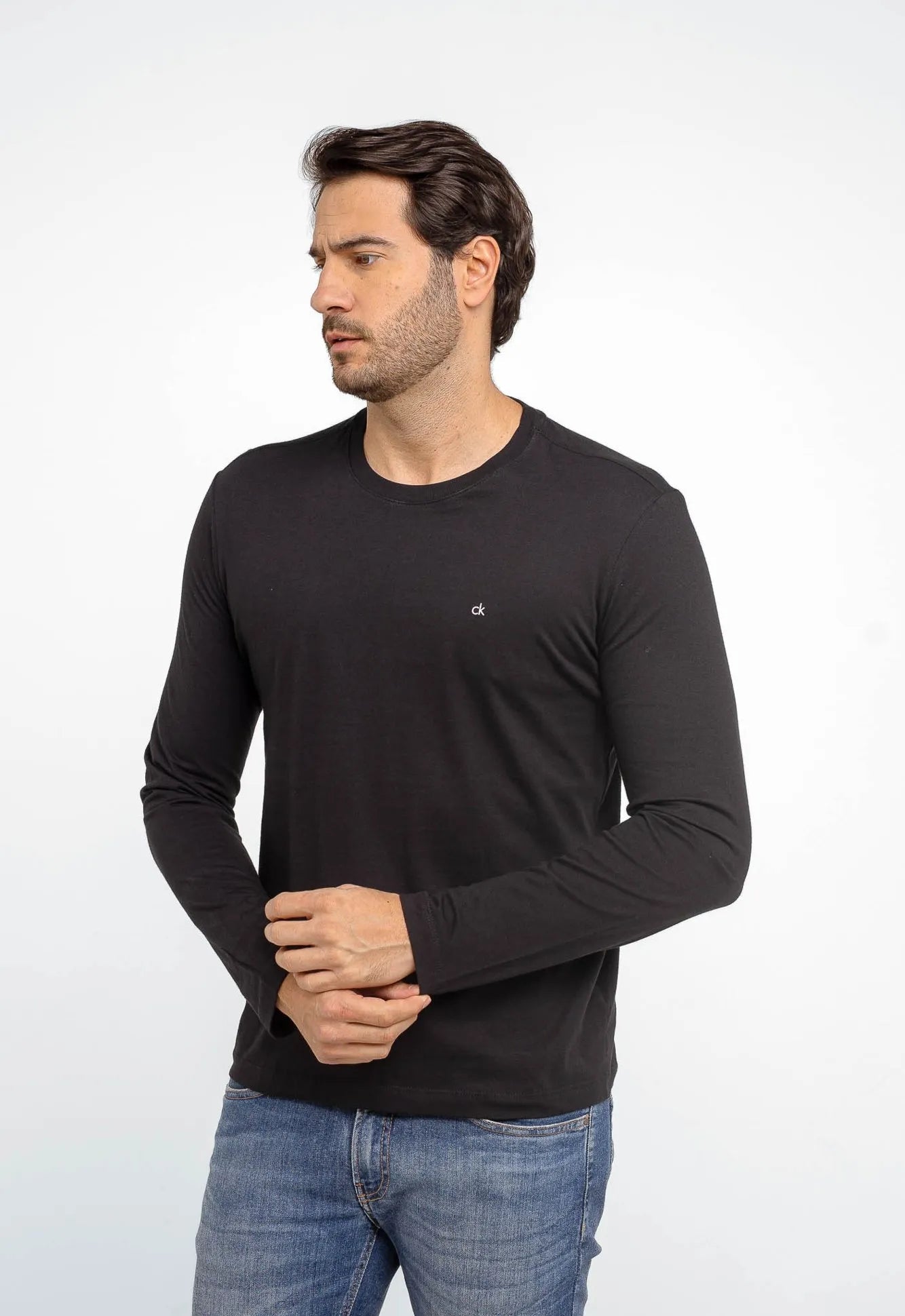 Manga Longa Calvin Klein Meia Malha Ck Peito - Henri Store