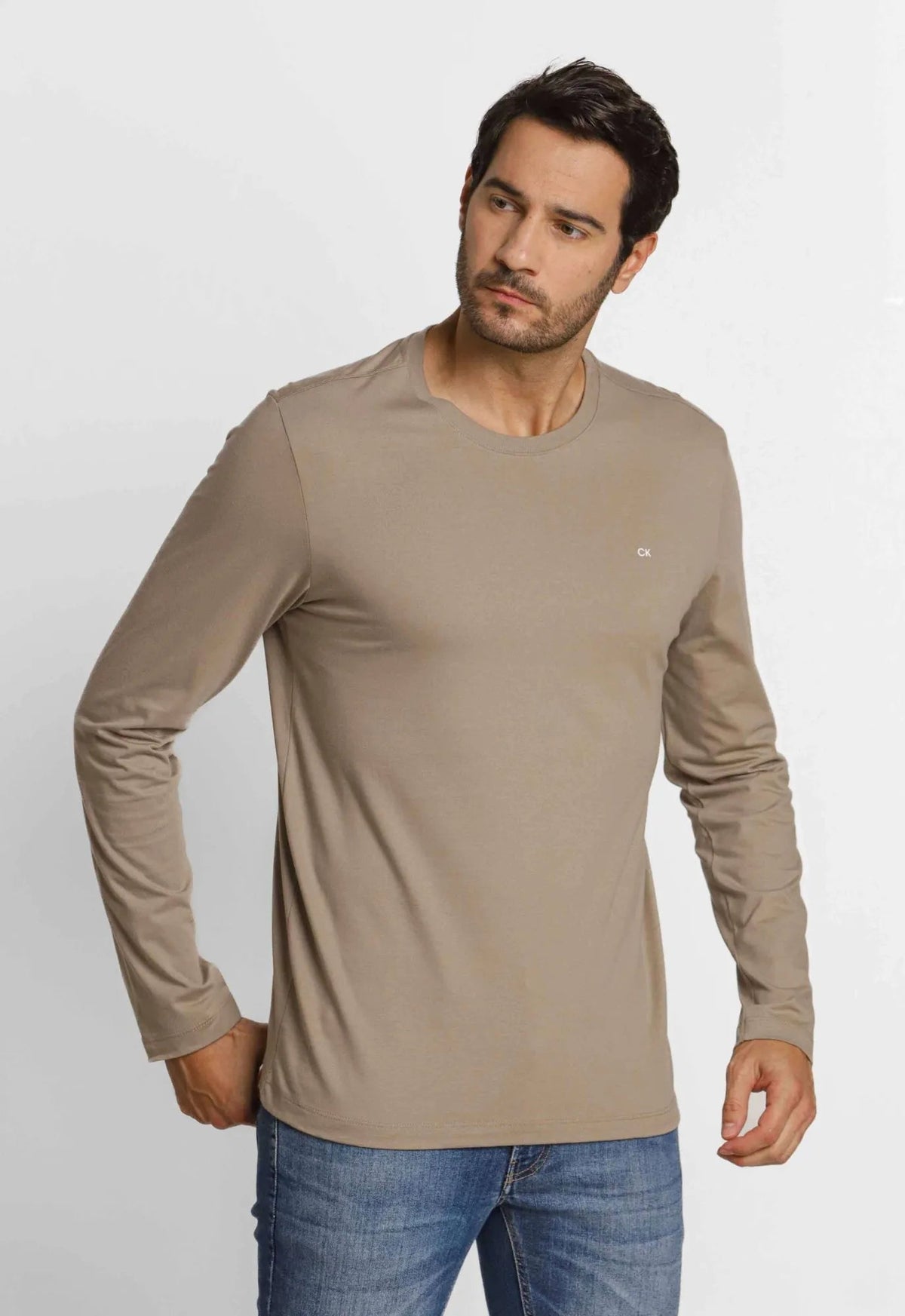 Manga Longa Calvin Klein Meia Malha Logo Peito - Henri Store