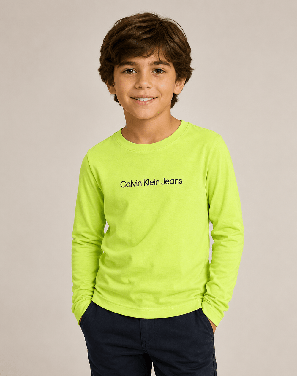 Manga Longa CK Jeans Logo Central Infantil - Henri Store