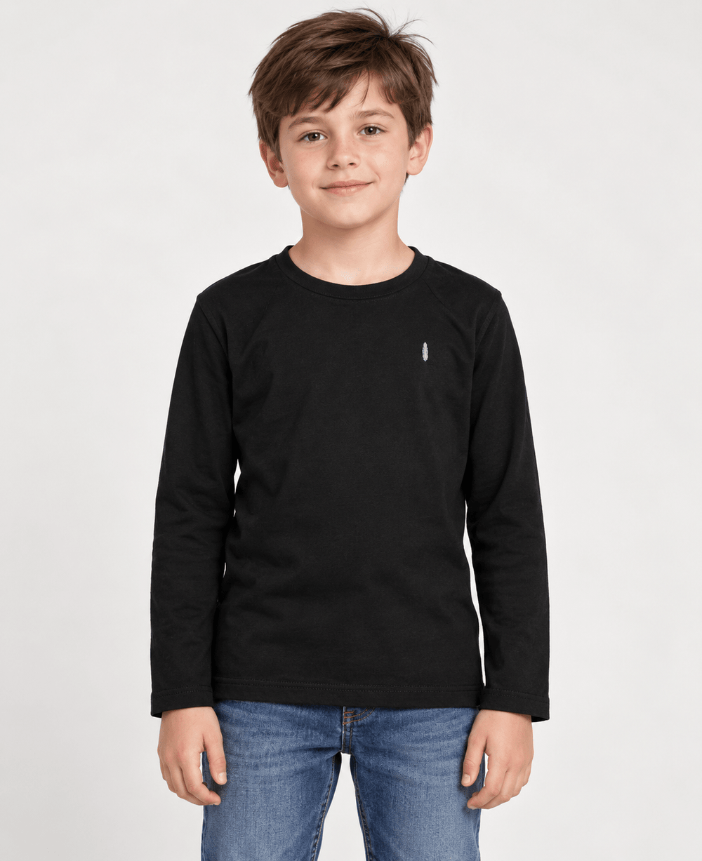 Manga Longa Infantil Red Feather Raglan Preta - Henri Store