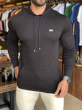 Manga Longa Lacoste C/ Capuz Regular Fit Preto - Henri Store