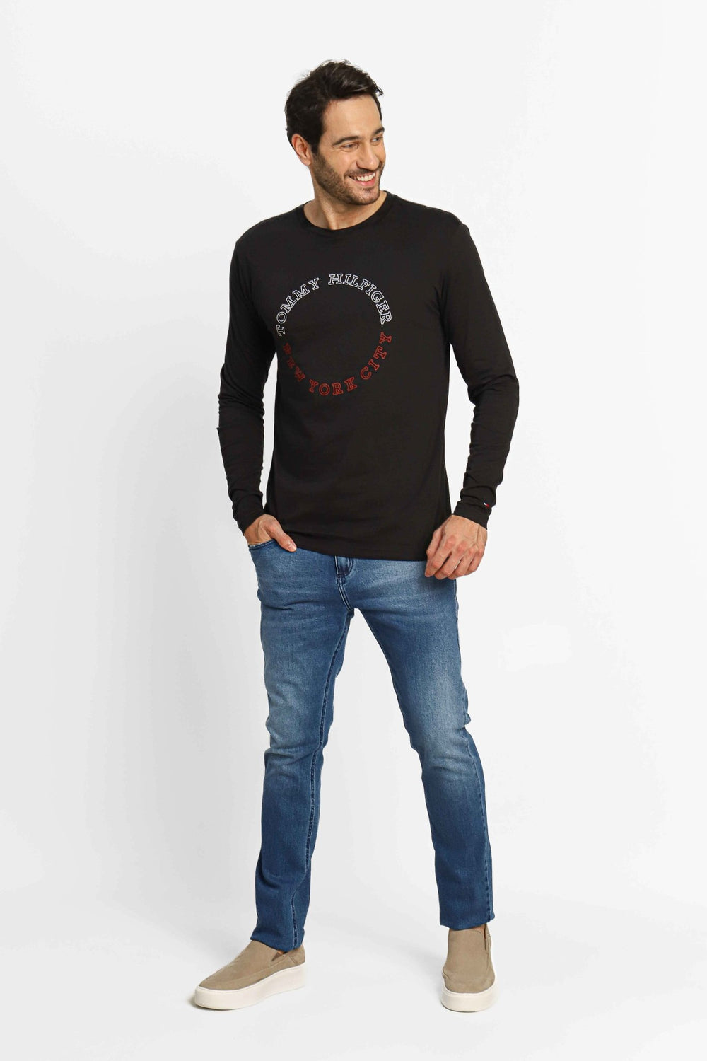 Manga Longa Tommy Hilfiger Monotype Preto - Henri Store
