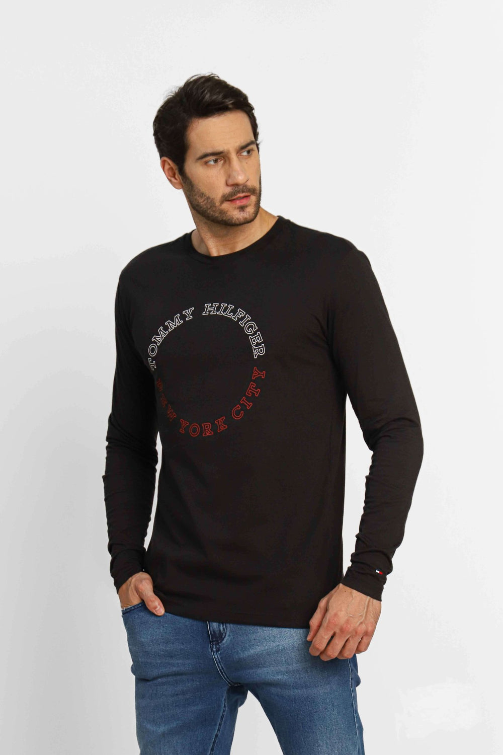 Manga Longa Tommy Hilfiger Monotype Preto - Henri Store