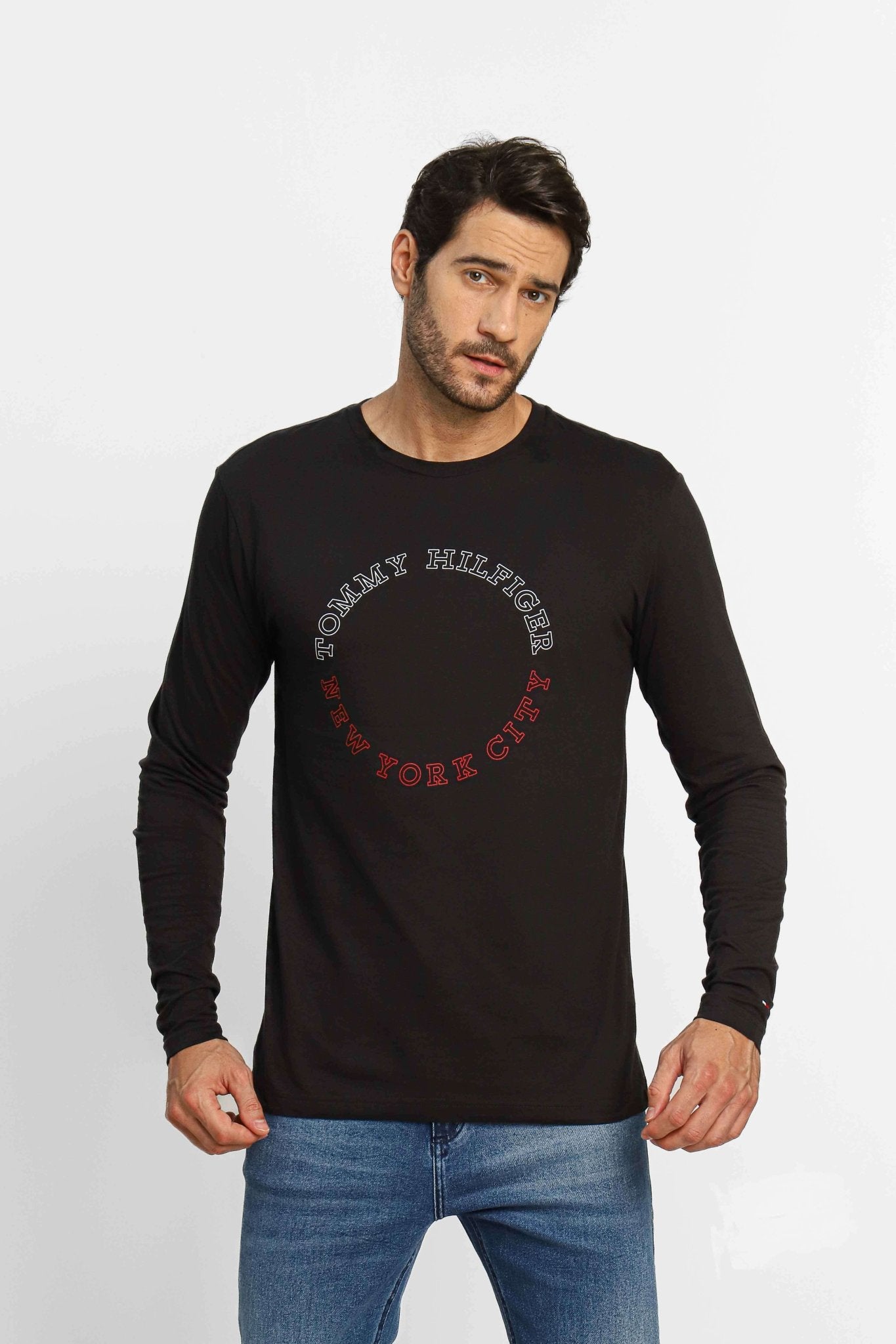 Manga Longa Tommy Hilfiger Monotype Preto - Henri Store