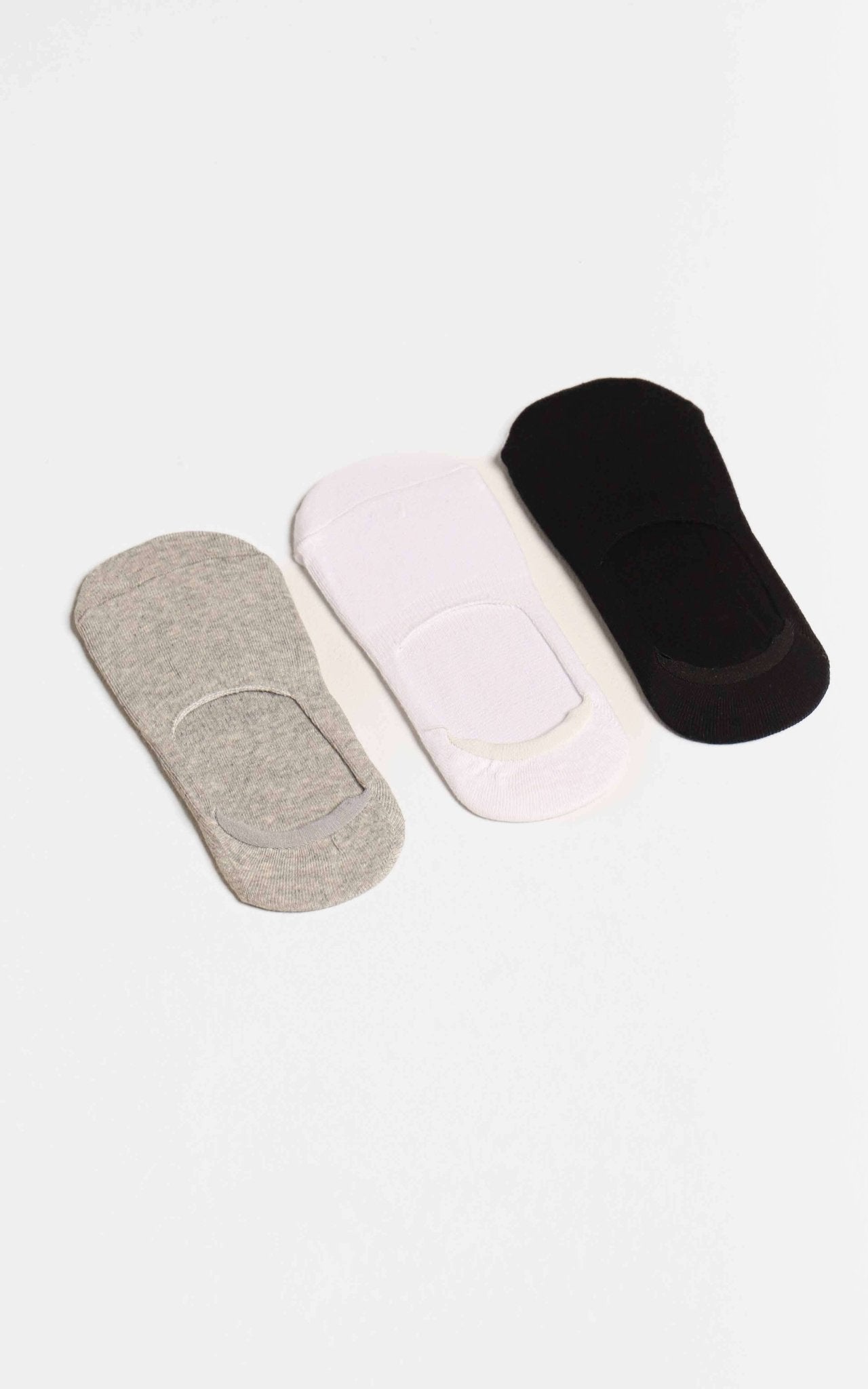 Meia Invisível Kit C/ 3 Pares Preta/Branca/Cinza - Henri Store