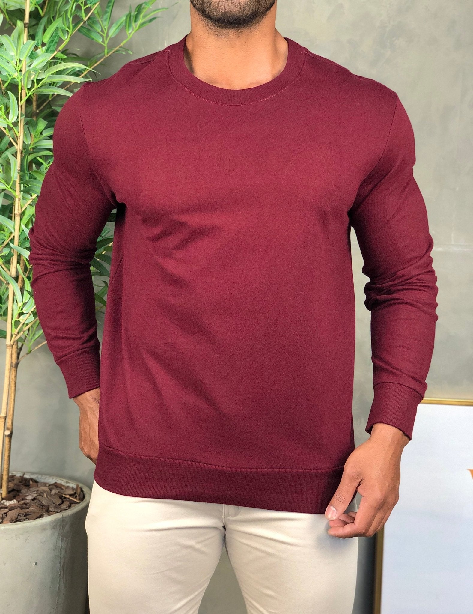 Moletom Calvin Klein Alto Relevo Vinho - Henri Store