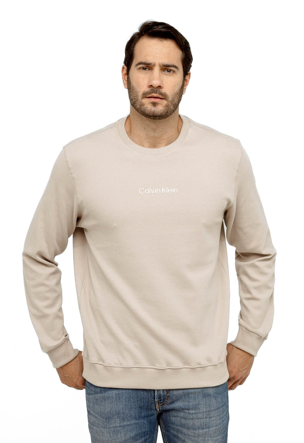Moletom Calvin Klein Careca Logo Central Embossed - Henri Store