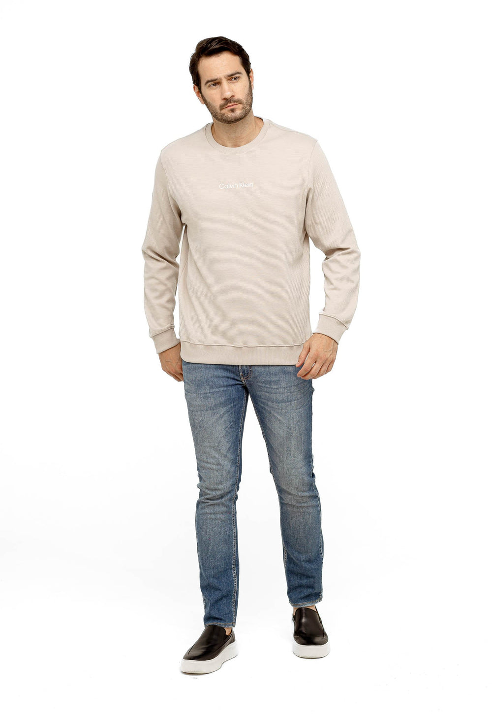 Moletom Calvin Klein Careca Logo Central Embossed - Henri Store