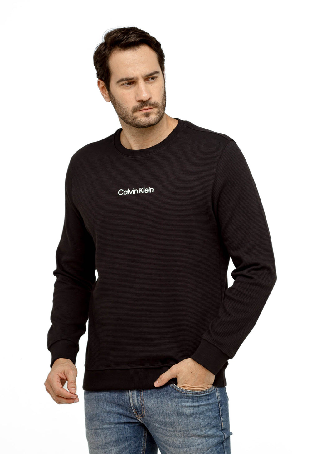 Moletom Calvin Klein Careca Logo Central Embossed - Henri Store