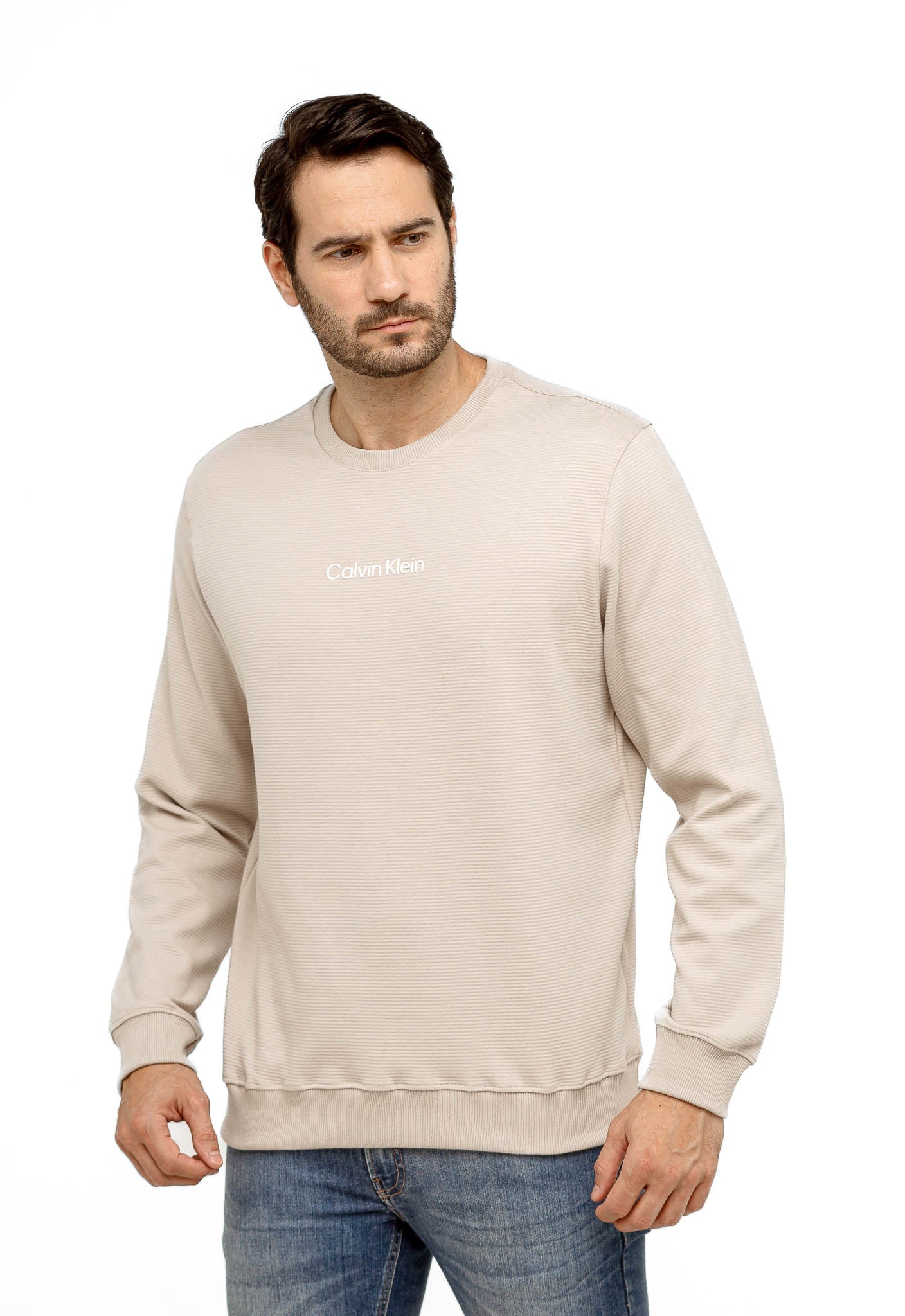 Moletom Calvin Klein Careca Logo Central Embossed - Henri Store